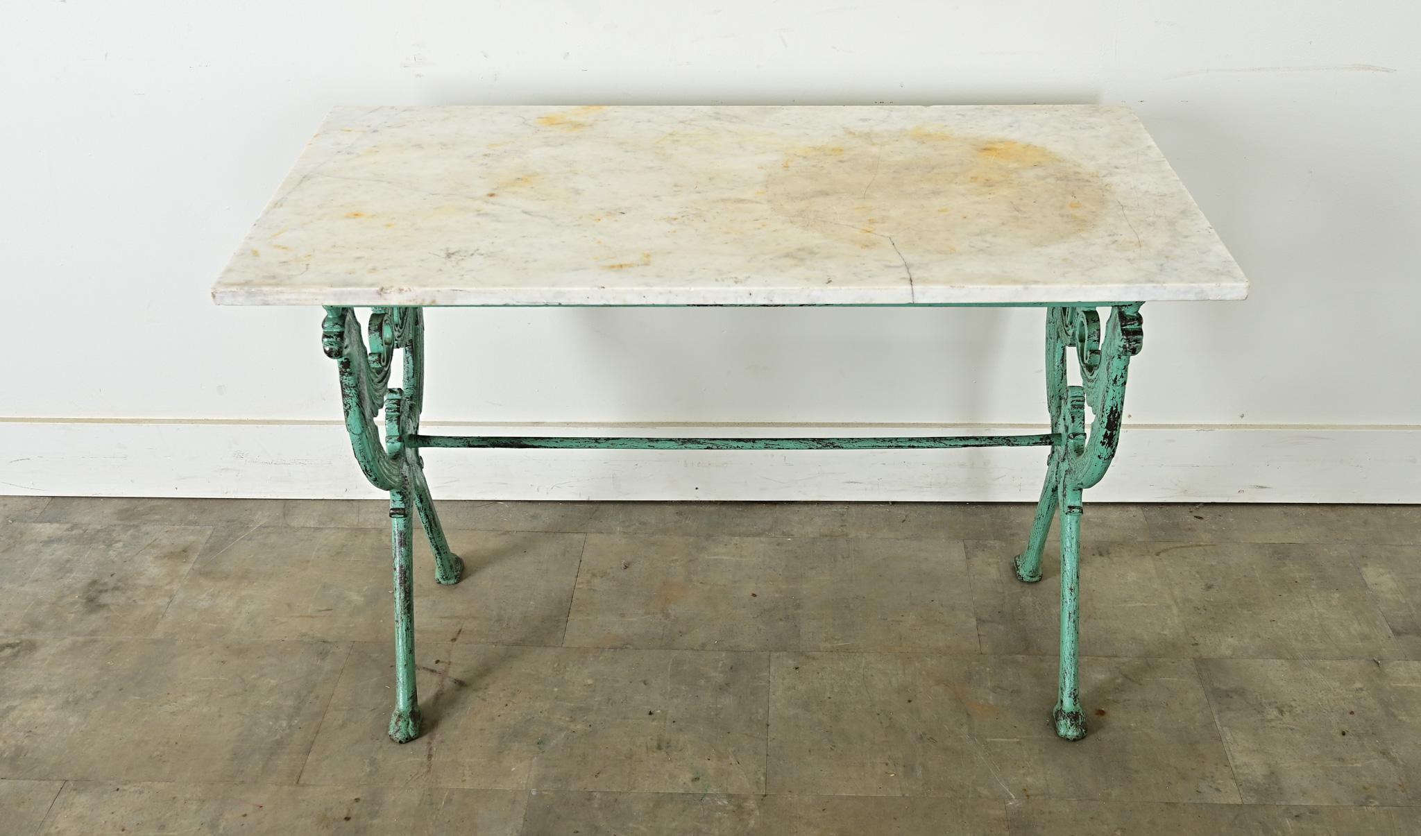 French Cast Iron & Marble Bistro Table In Good Condition In Baton Rouge, LA