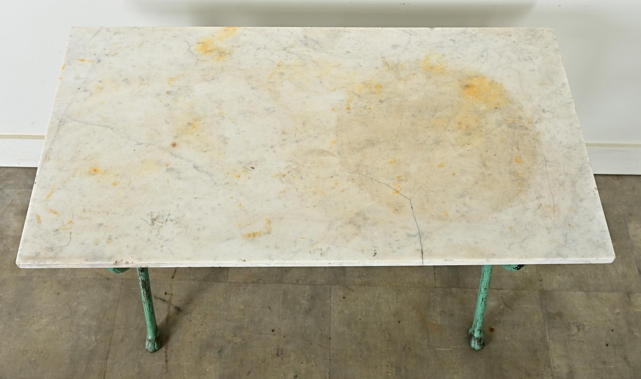 French Cast Iron & Marble Bistro Table 1