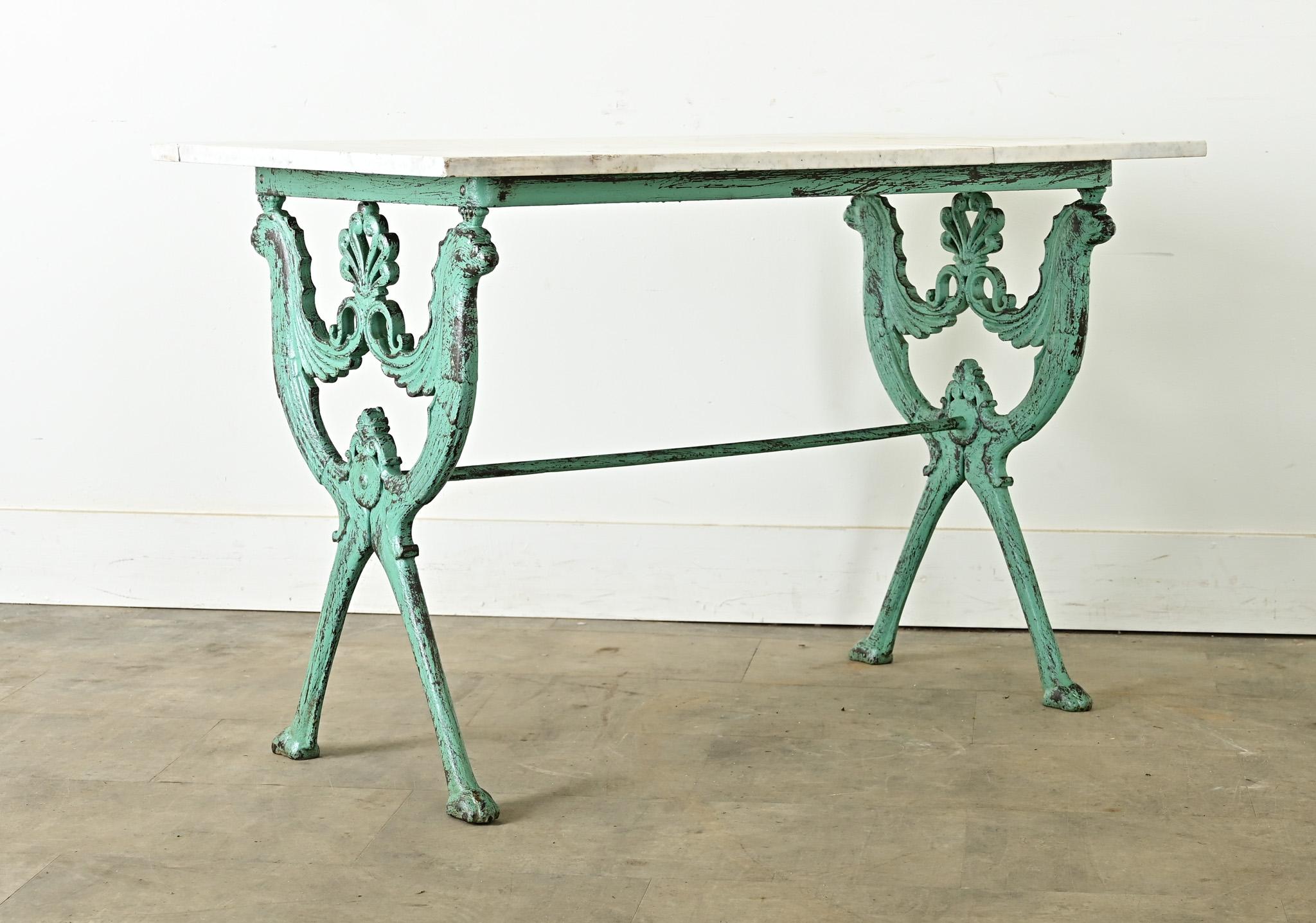 French Cast Iron & Marble Bistro Table 2