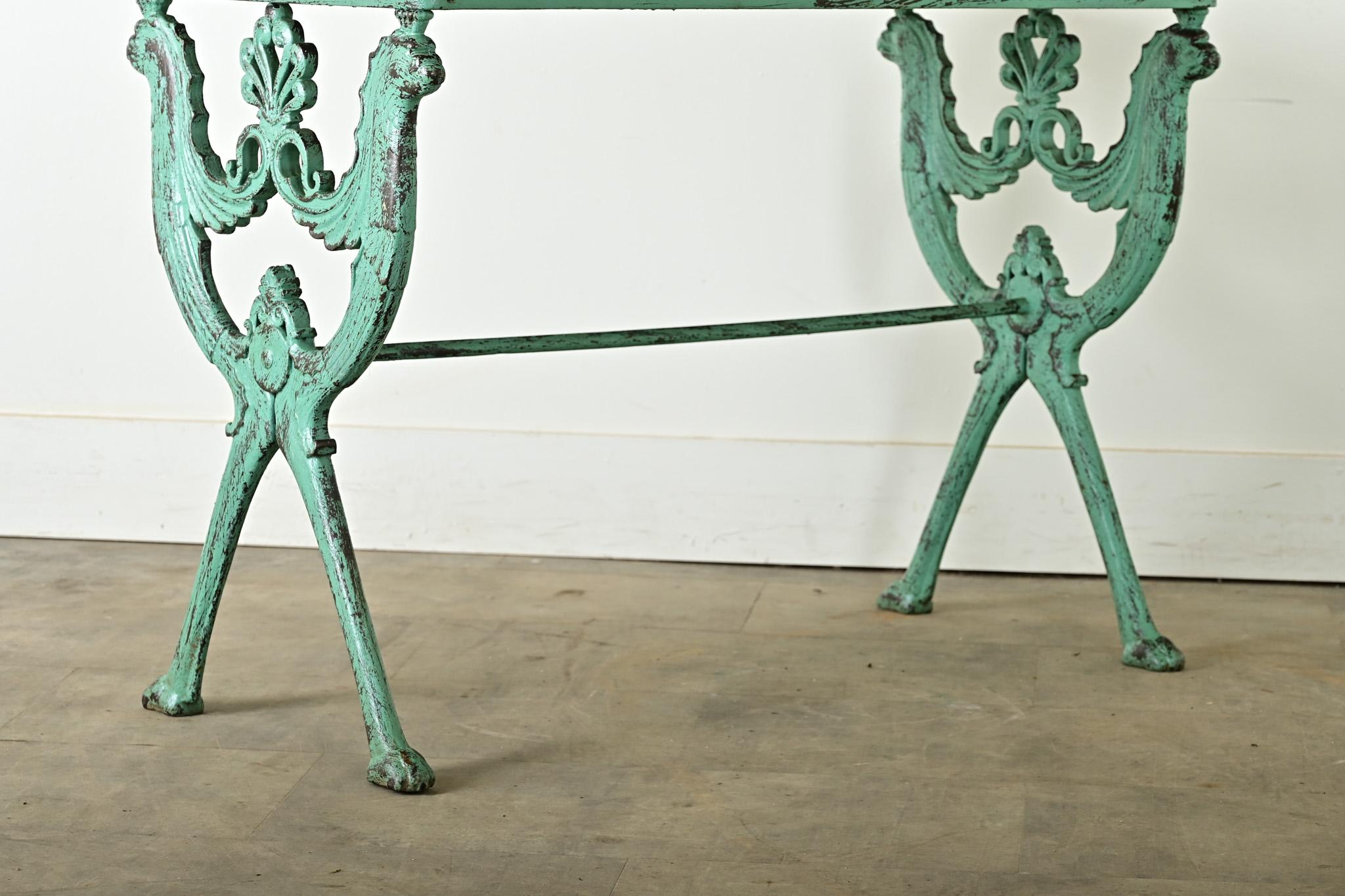 French Cast Iron & Marble Bistro Table 3
