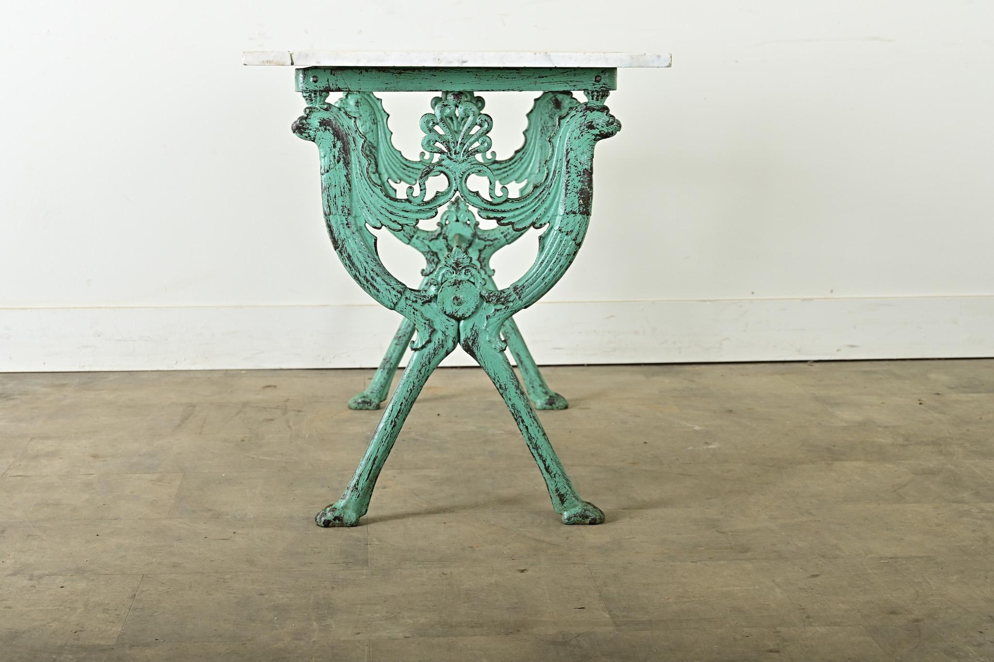 French Cast Iron & Marble Bistro Table 4