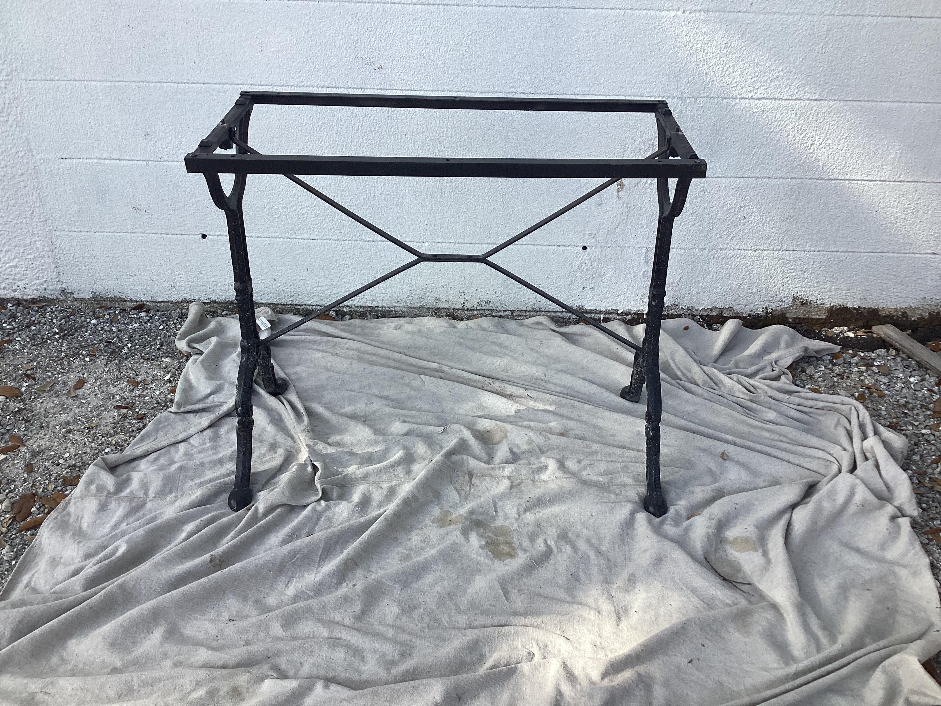 French Cast Iron Marble-Top Bistro Table #1 3