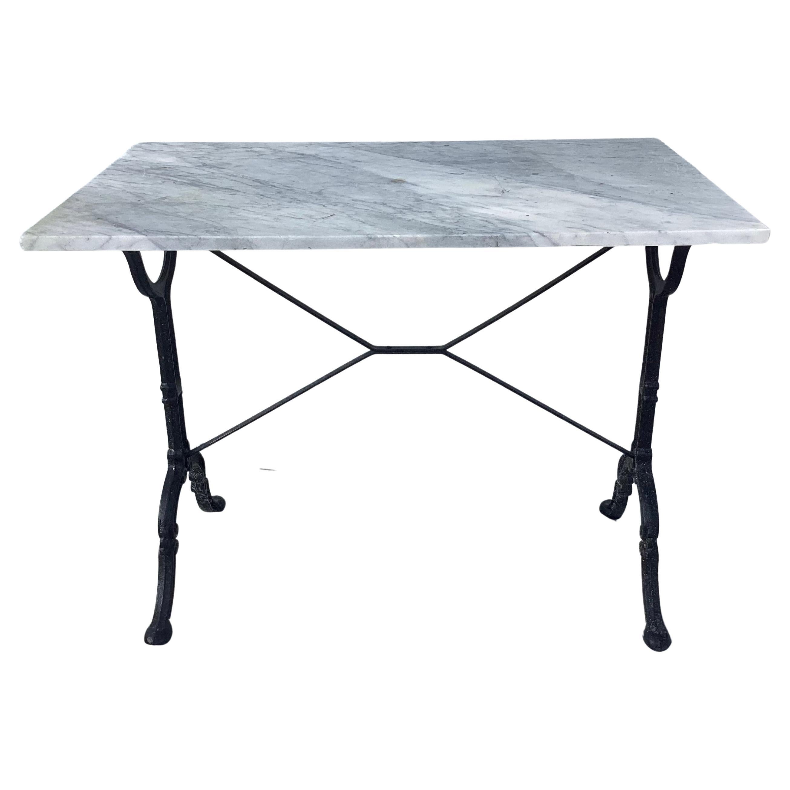 French Cast Iron Marble-Top Bistro Table #1