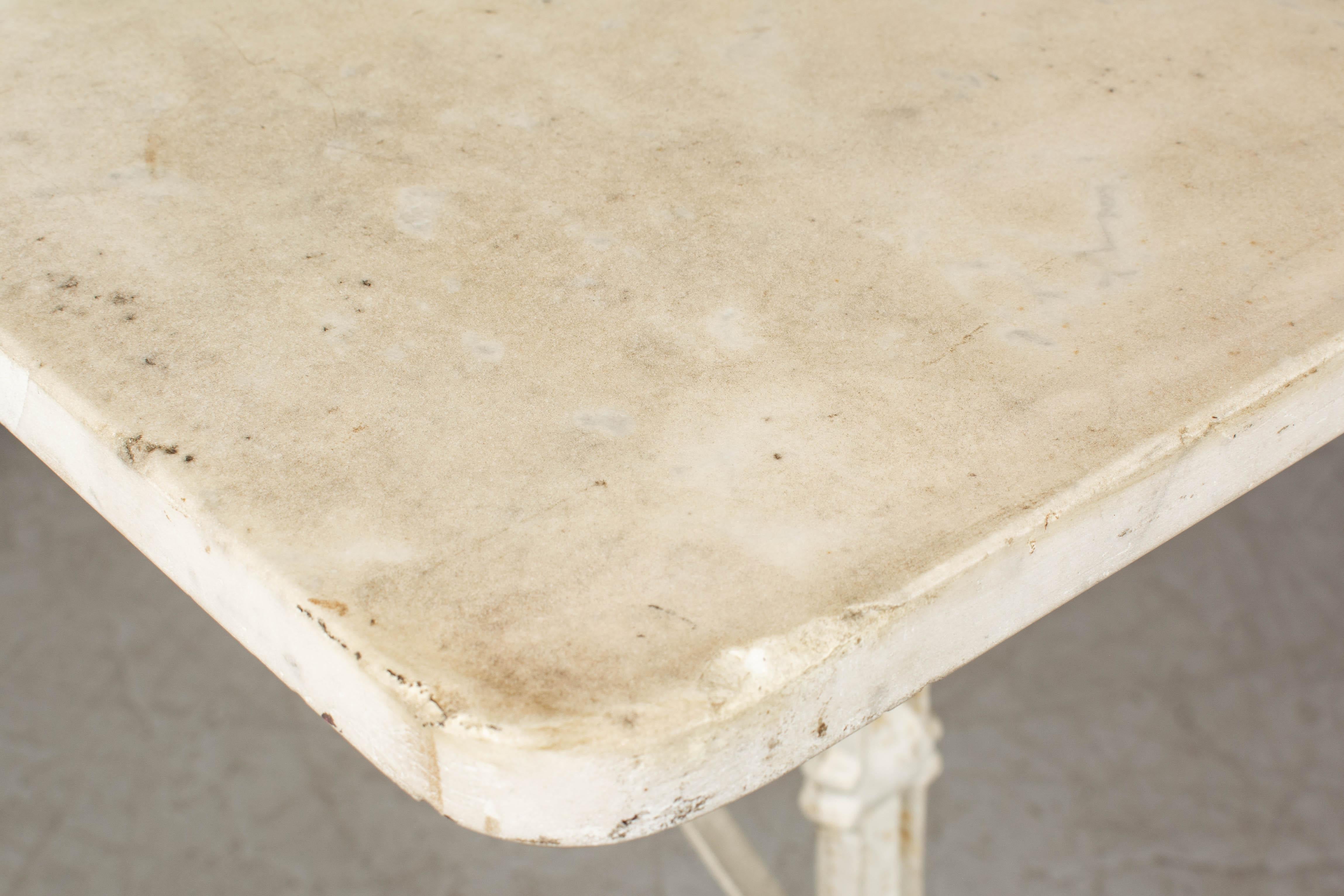 French Cast Iron Marble-Top Bistro Table 6