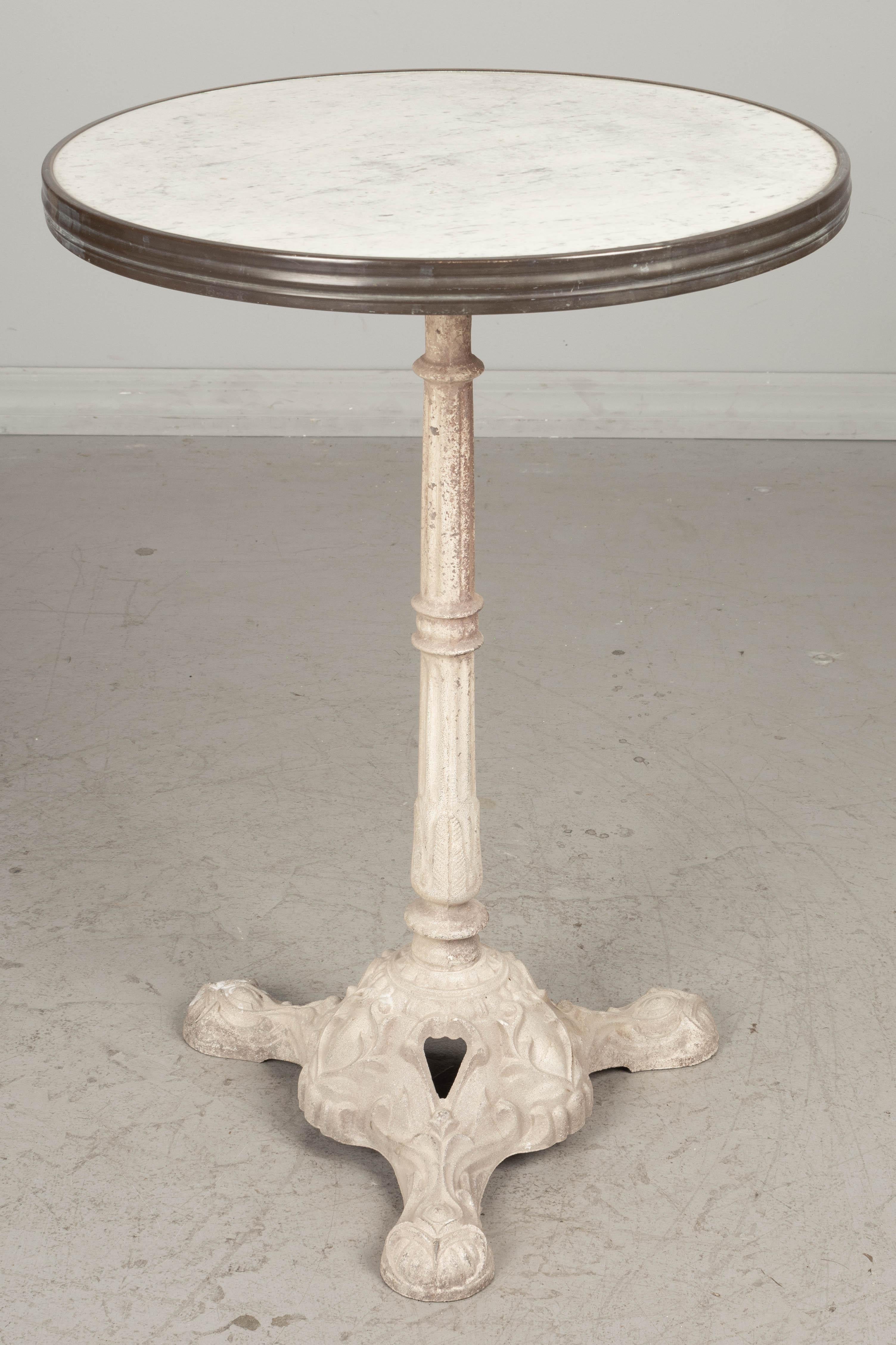 Beaux Arts French Cast Iron Marble Top Bistro Table