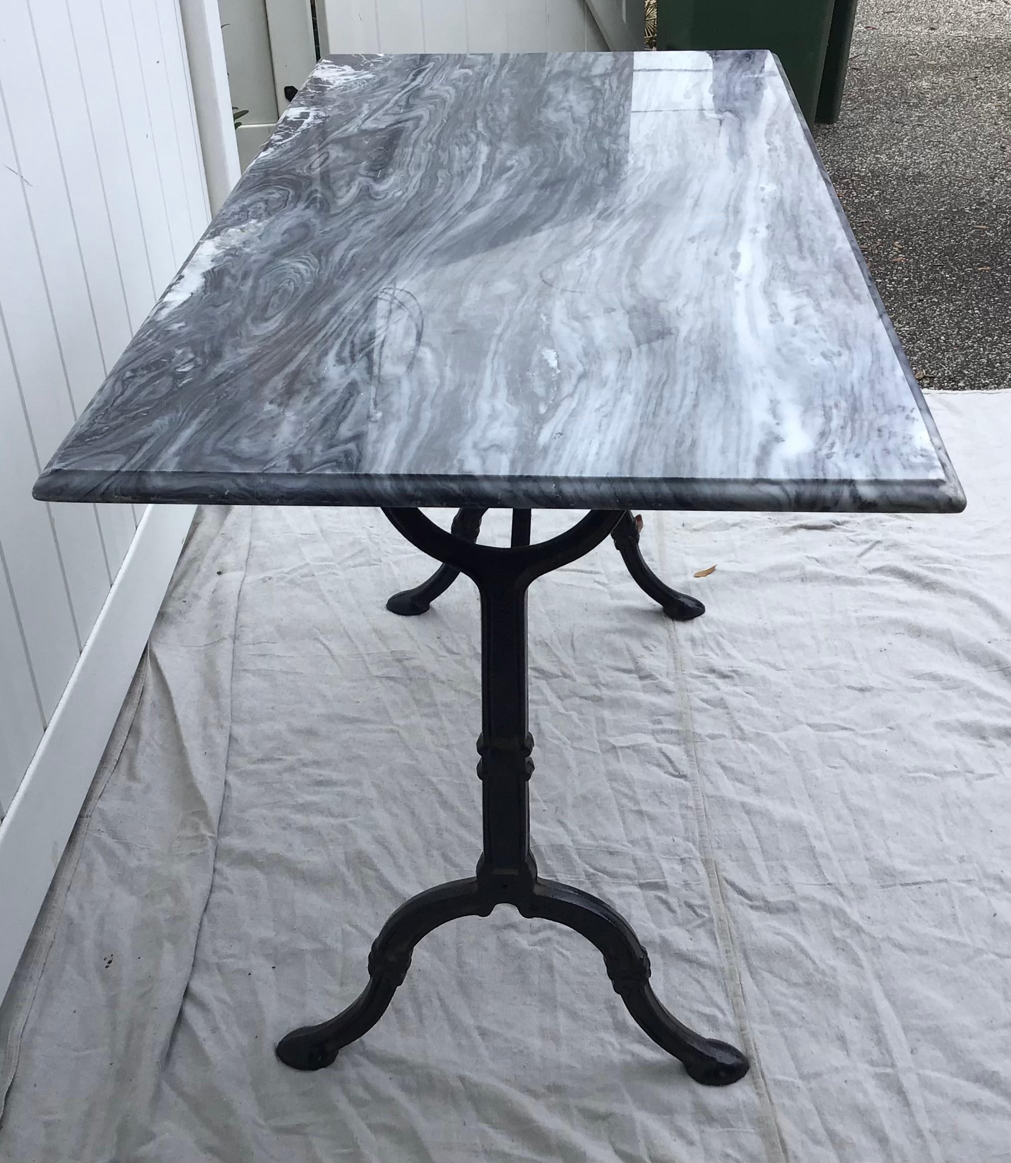 20th Century French Cast Iron Marble-Top Bistro Table