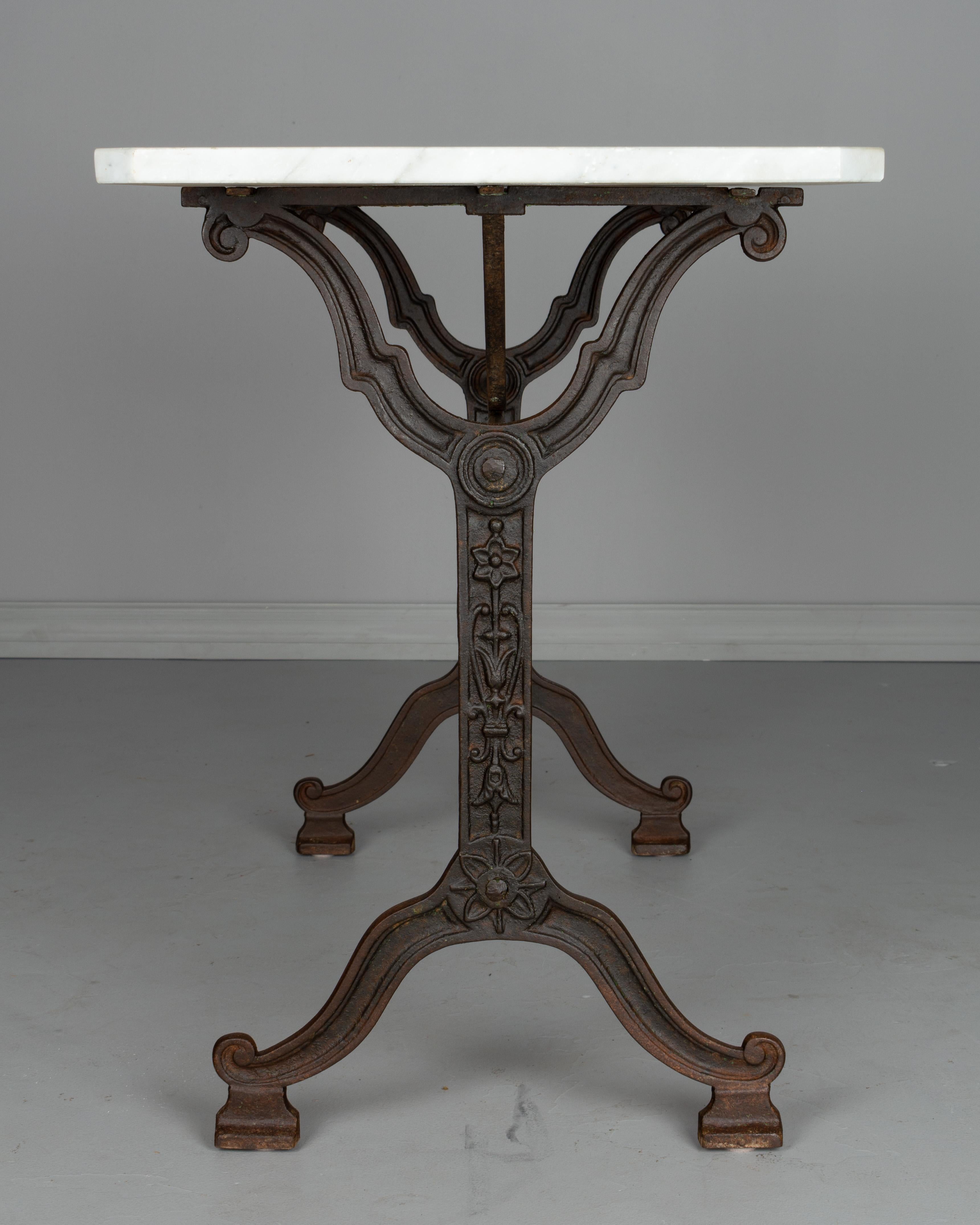 Art Deco French Cast Iron Marble-Top Bistro Table