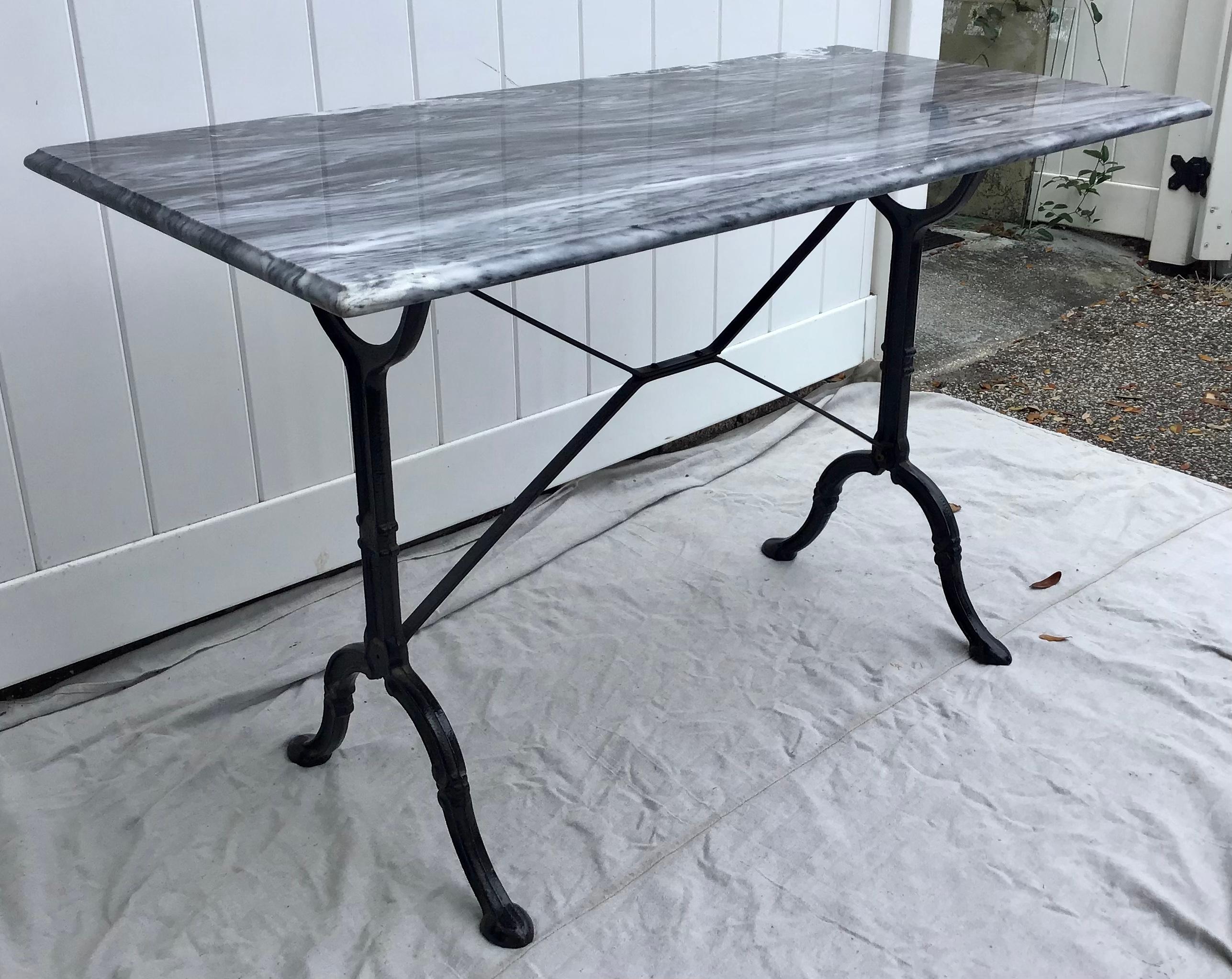 French Cast Iron Marble-Top Bistro Table 1