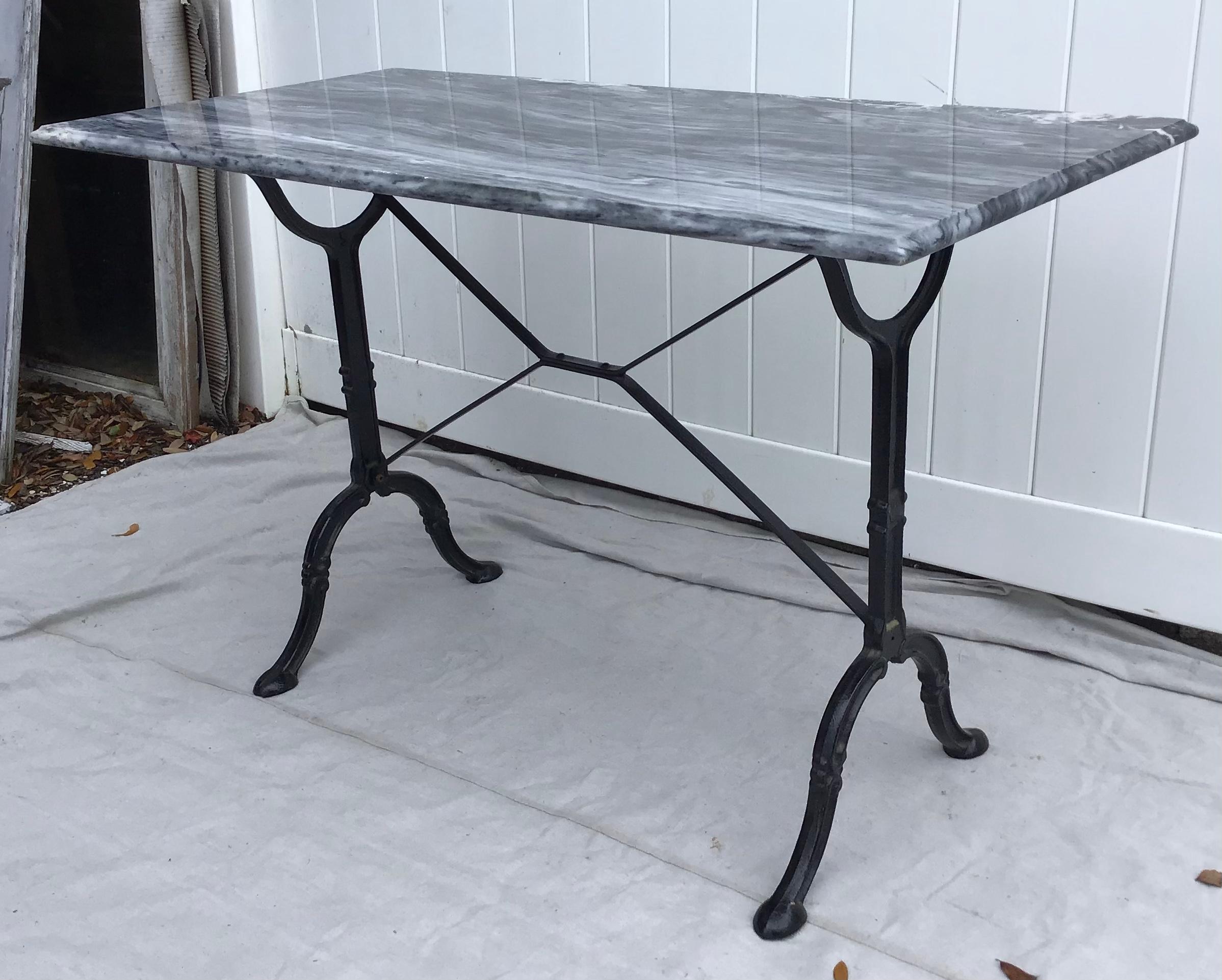 French Cast Iron Marble-Top Bistro Table 2