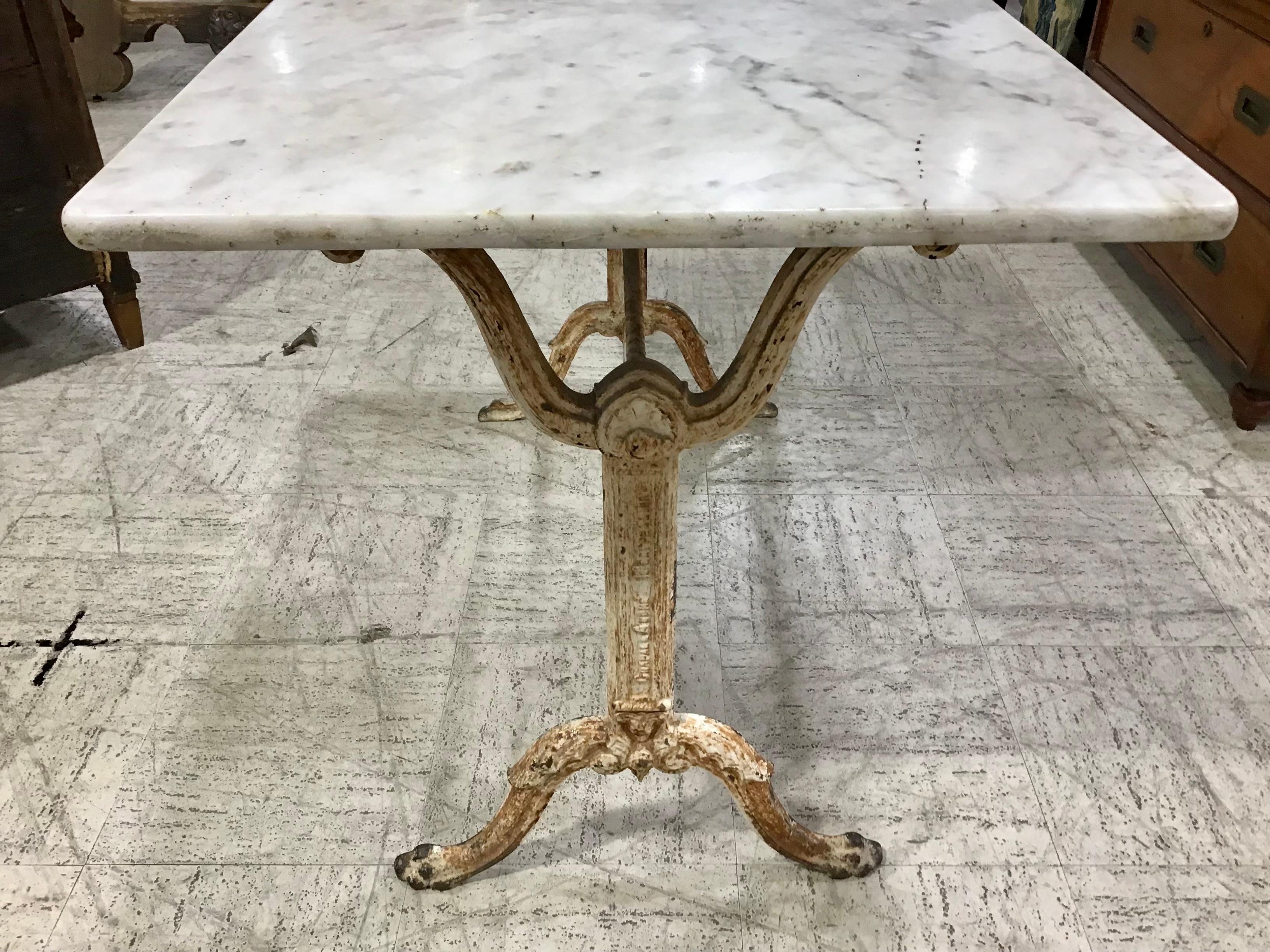 French Cast Iron Marble-Top Bistro Table 1