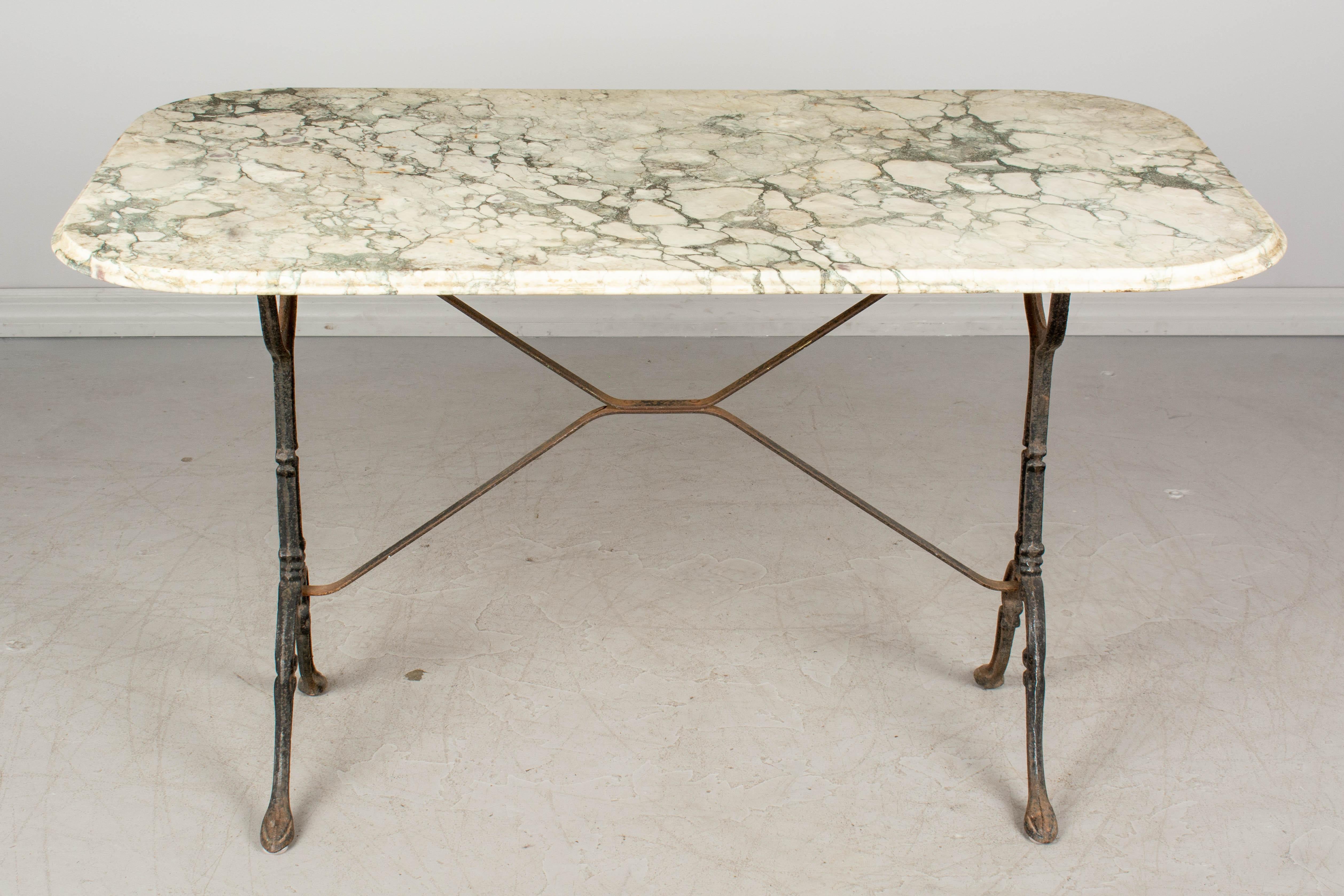 French Cast Iron Marble-Top Bistro Table 1