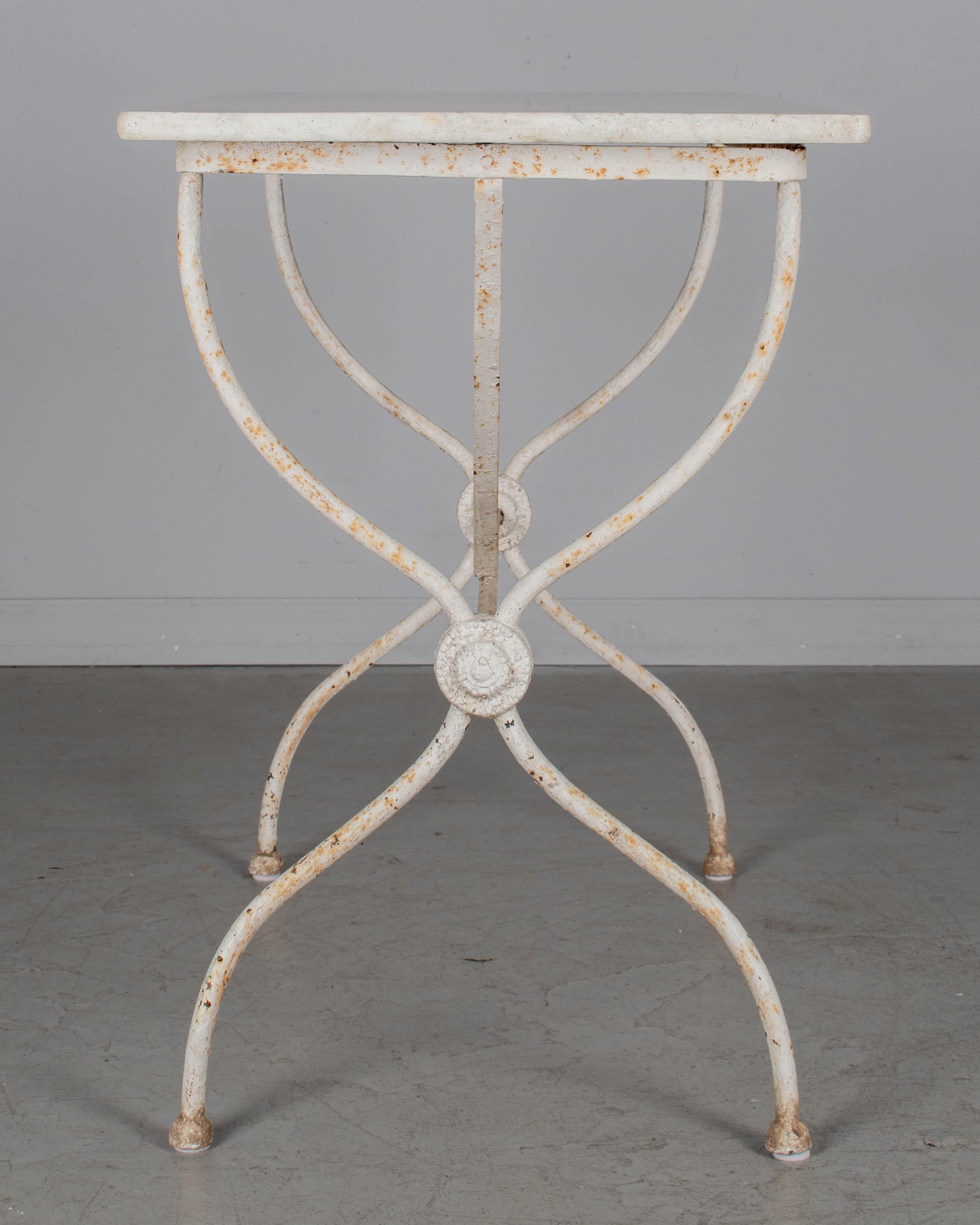 French Cast Iron Marble Top Bistro Table For Sale 1