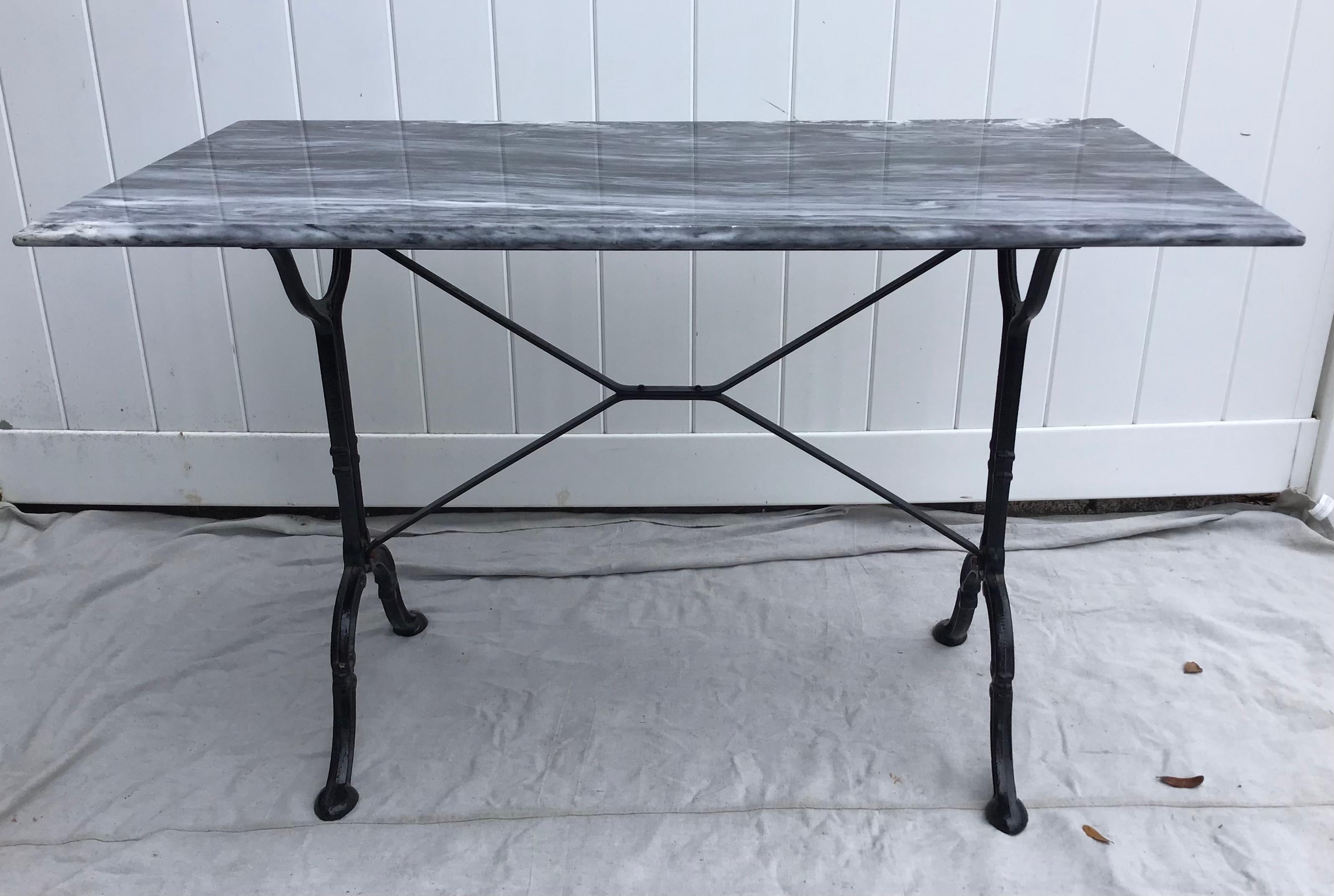 French Cast Iron Marble-Top Bistro Table 3