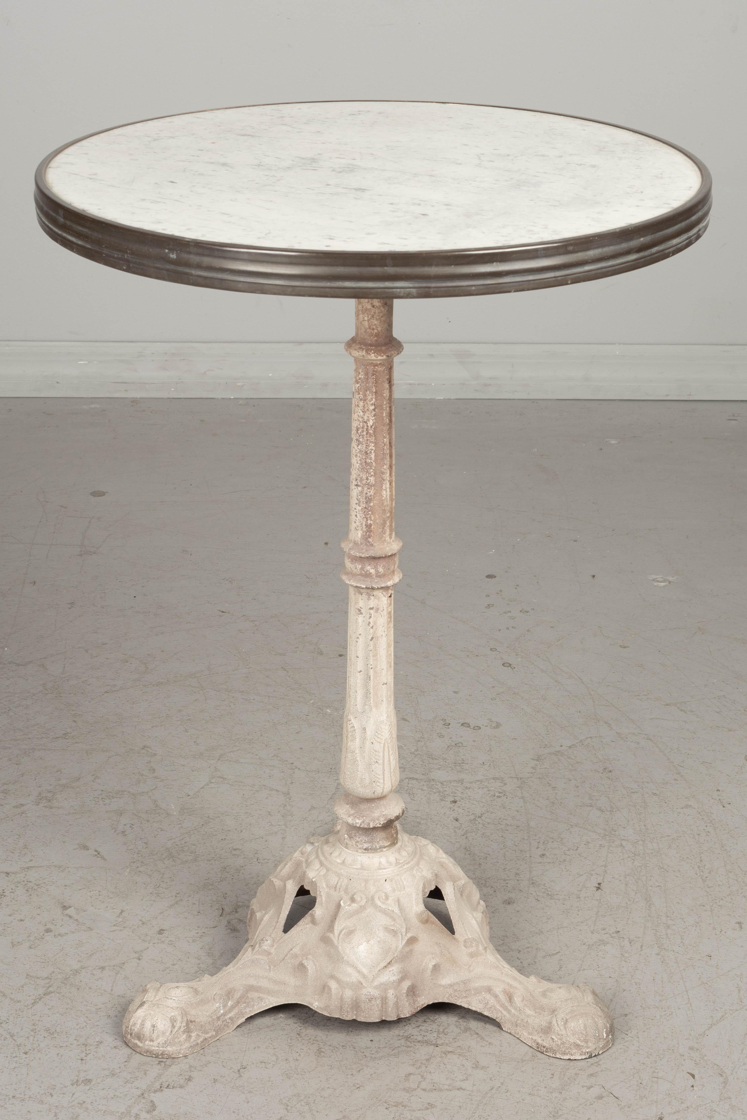 French Cast Iron Marble Top Bistro Table 1