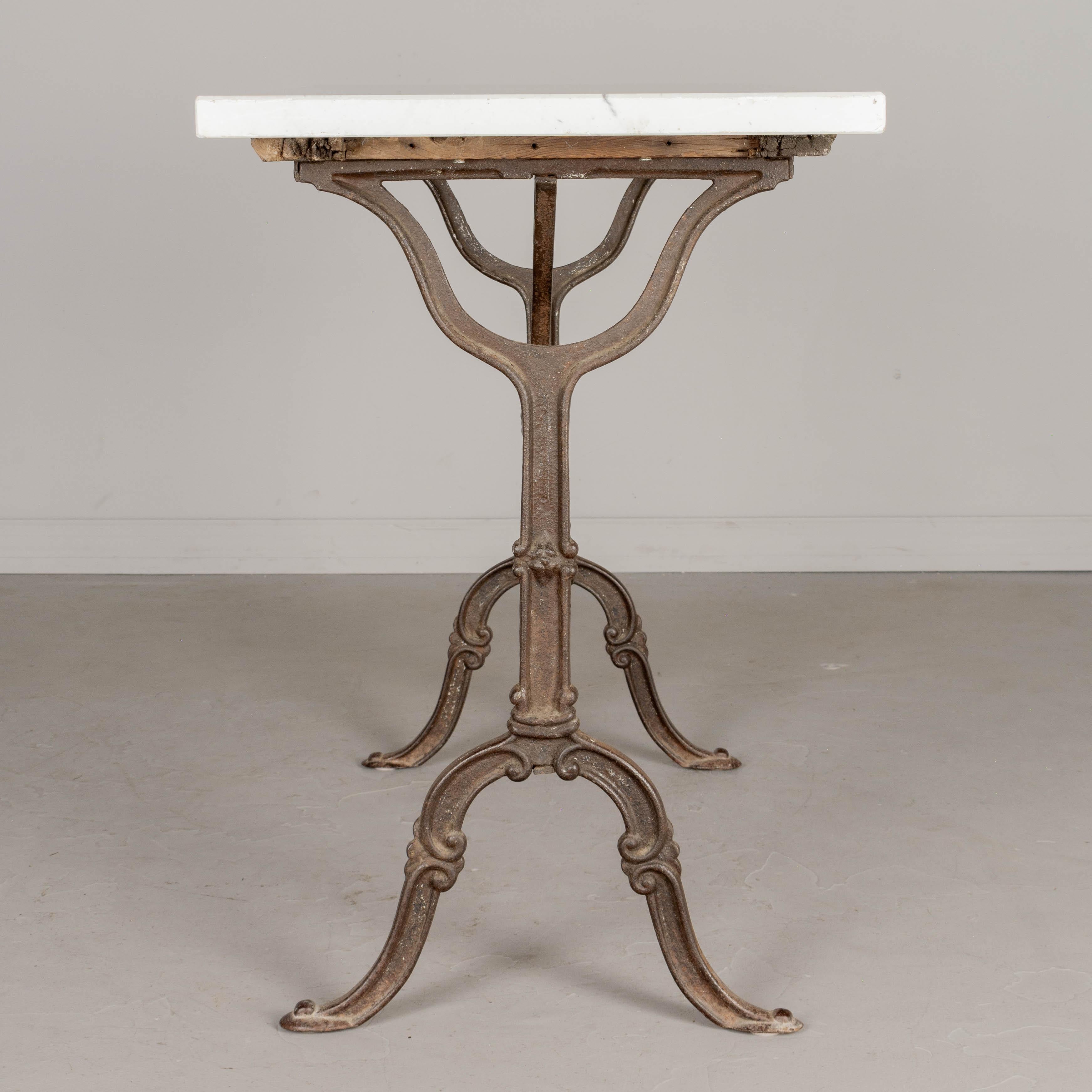 French Cast Iron Marble Top Bistro Table For Sale 2