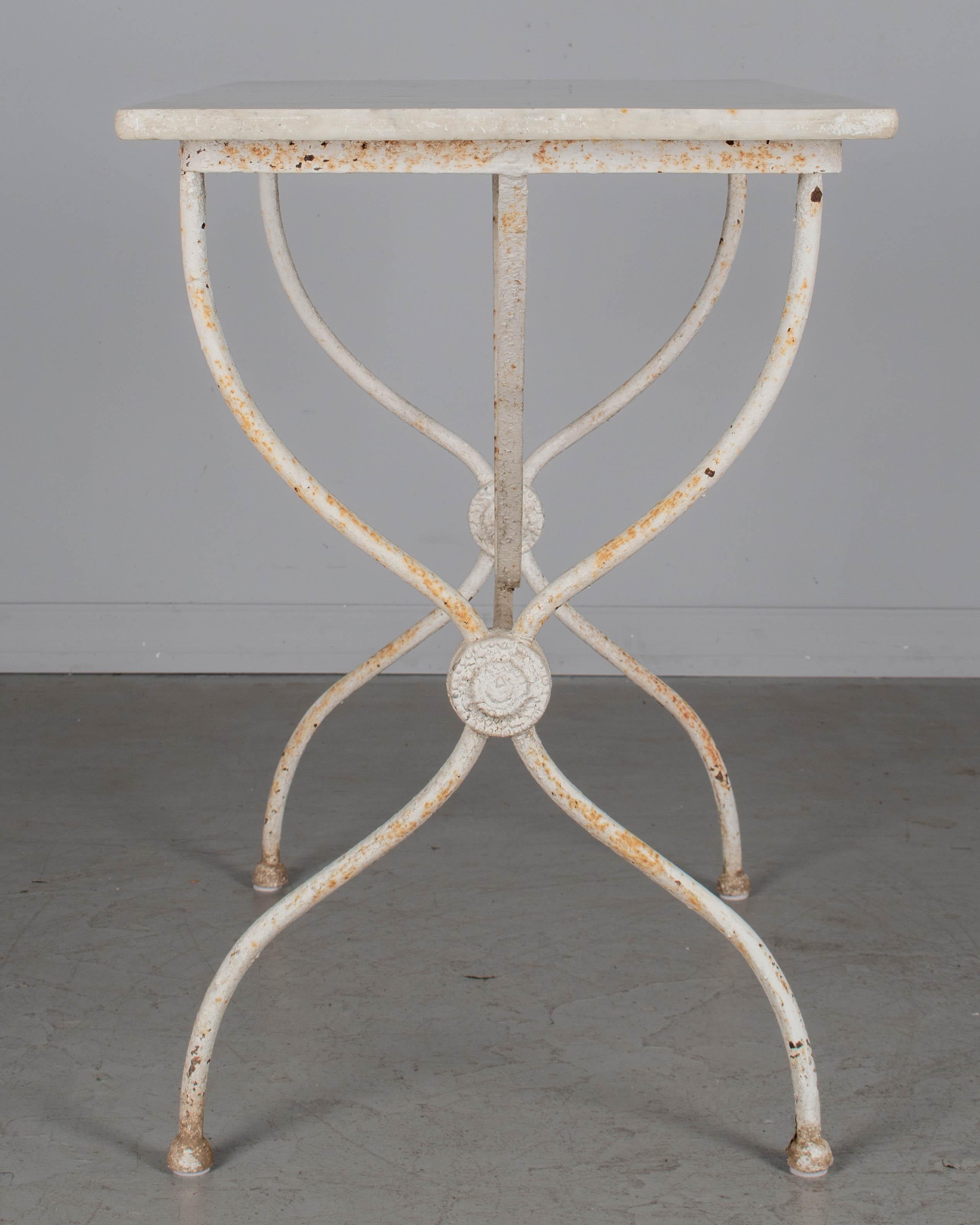 French Cast Iron Marble Top Bistro Table For Sale 2