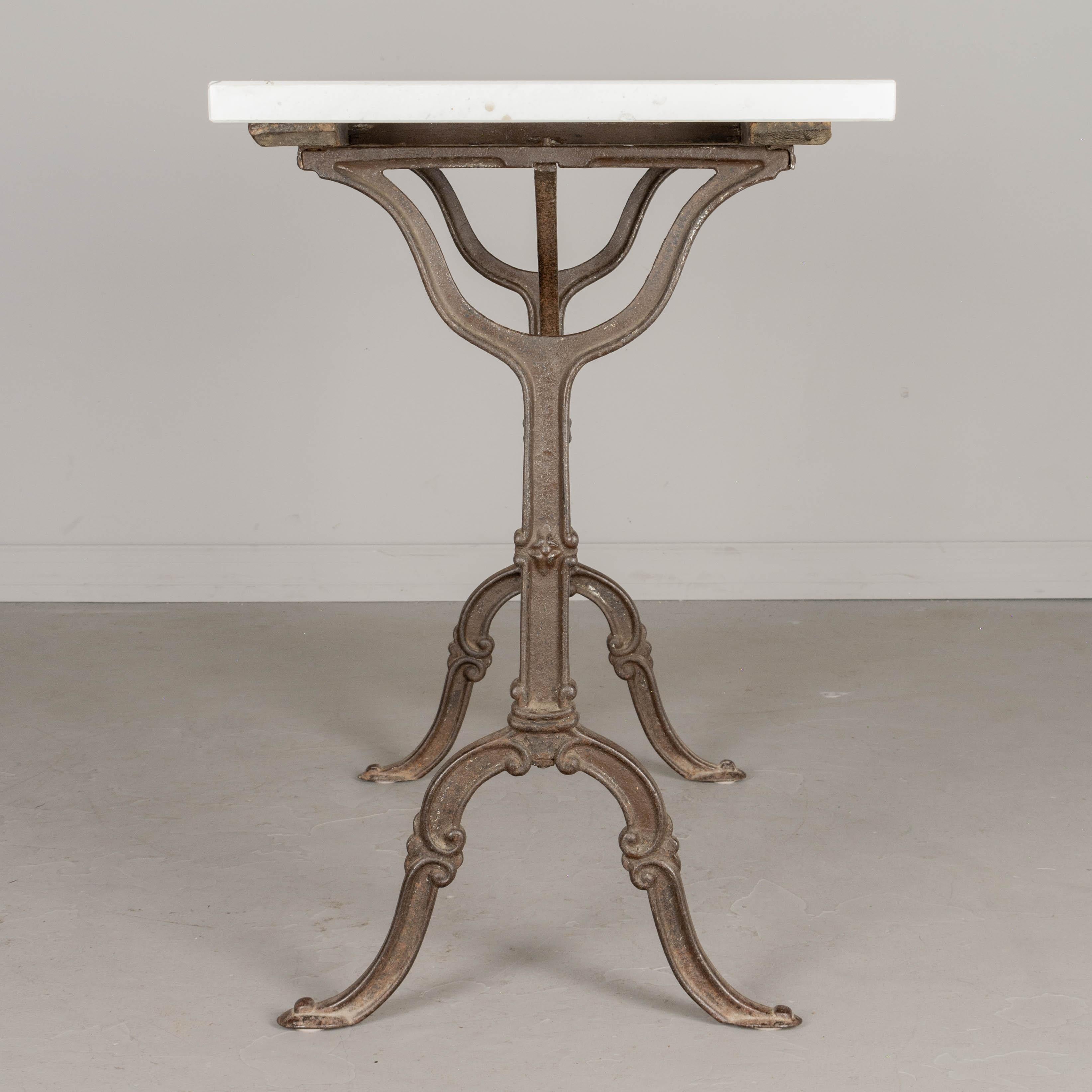 French Cast Iron Marble Top Bistro Table For Sale 3