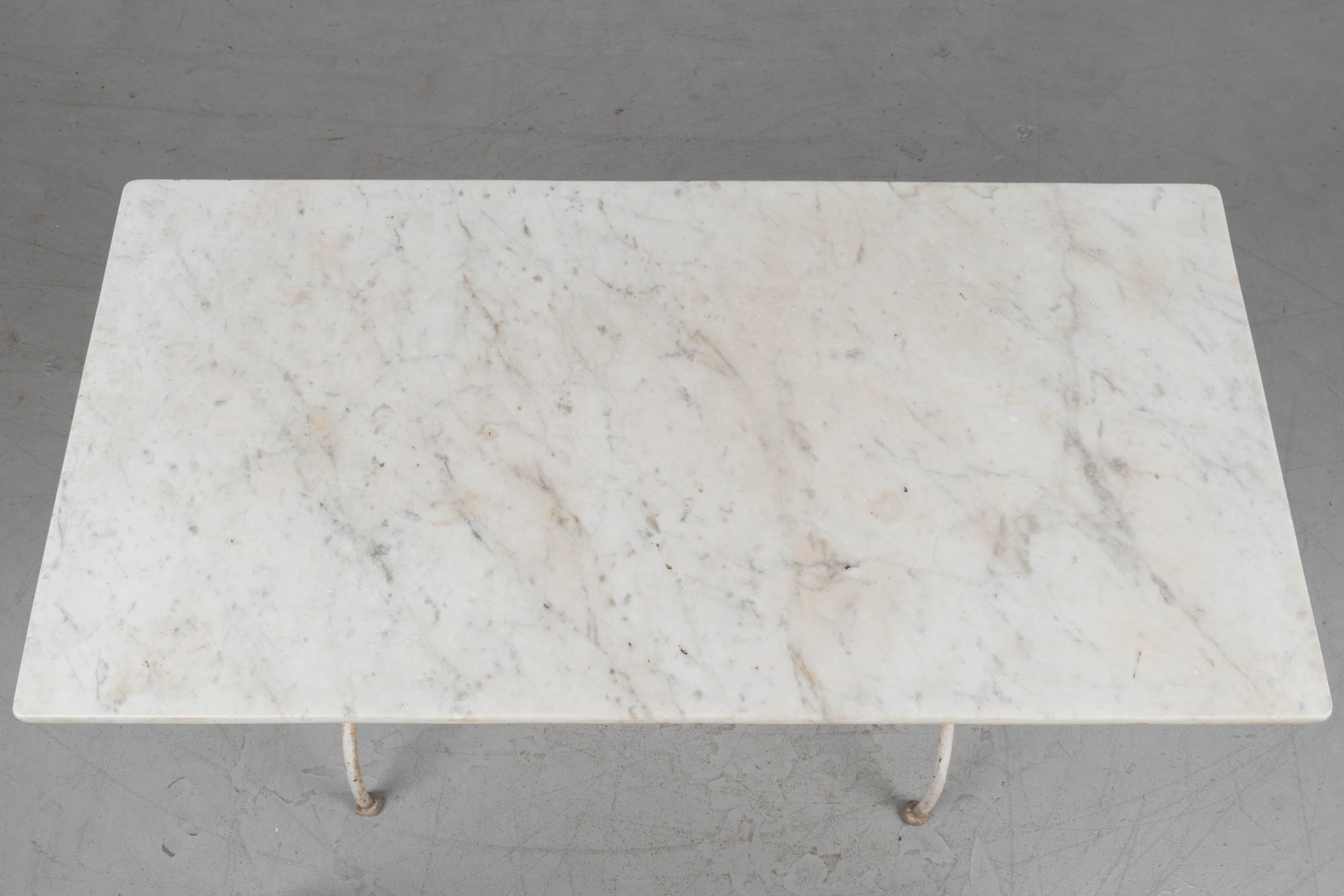 French Cast Iron Marble Top Bistro Table For Sale 3