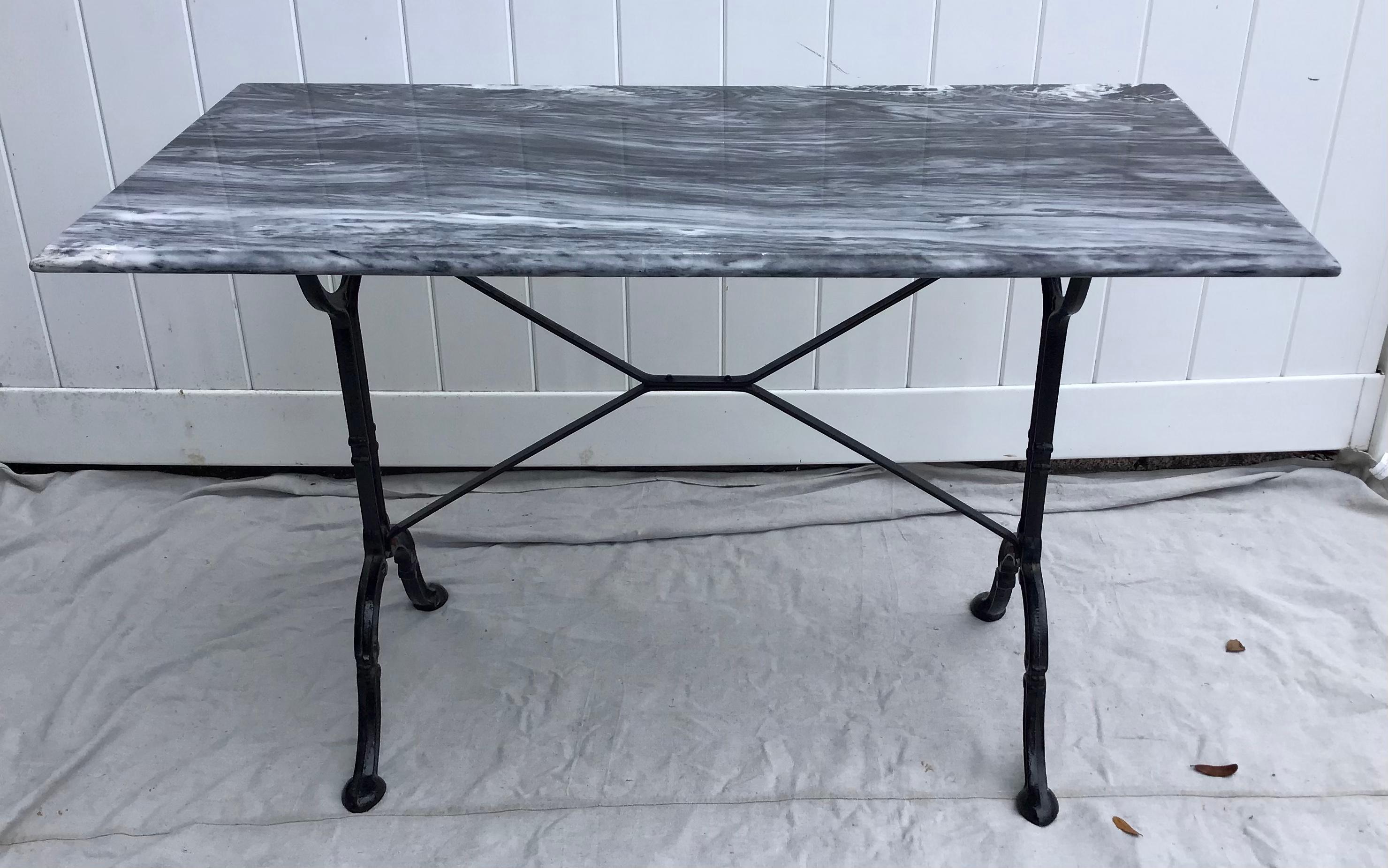 French Cast Iron Marble-Top Bistro Table 5