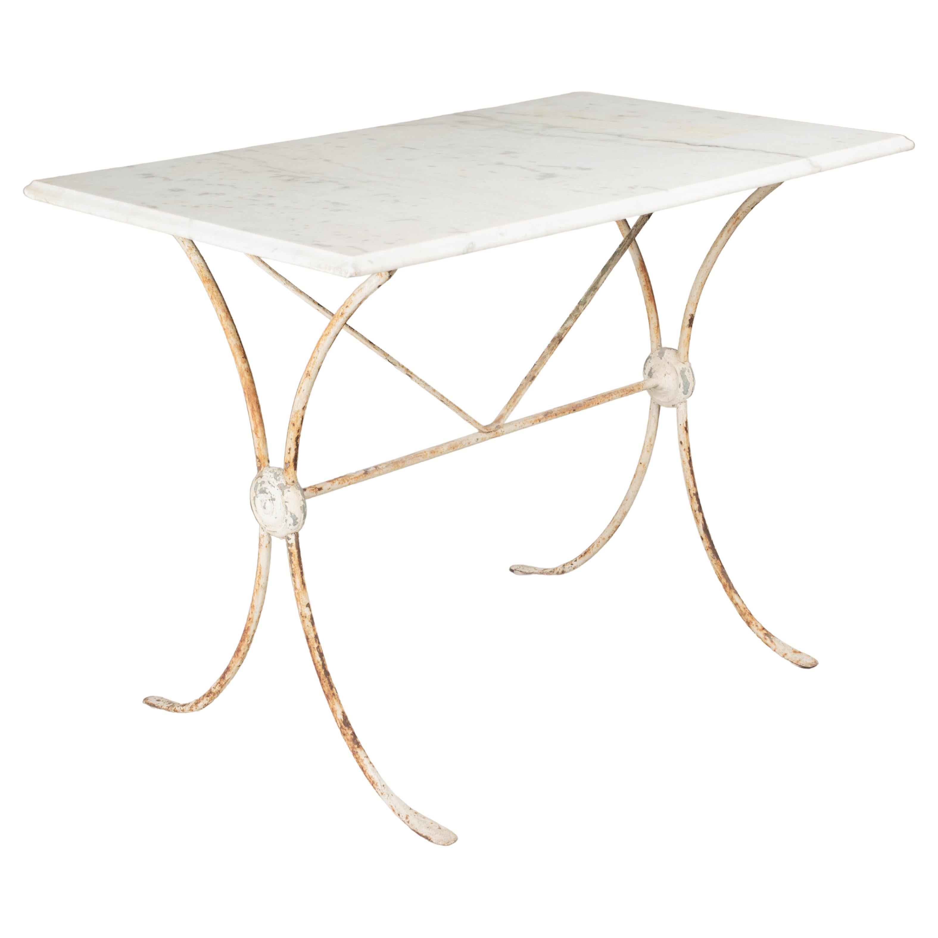 French Antique Cast Iron and Marble Bistro Table at 1stDibs