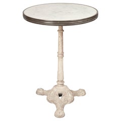 Antique French Cast Iron Marble Top Bistro Table