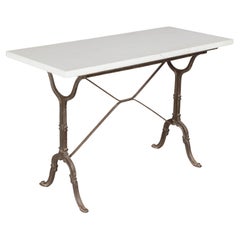 Used French Cast Iron Marble Top Bistro Table