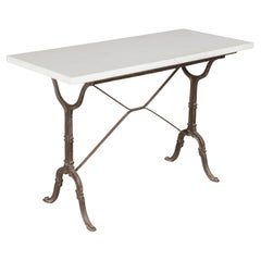 Antique French Cast Iron Marble Top Bistro Table