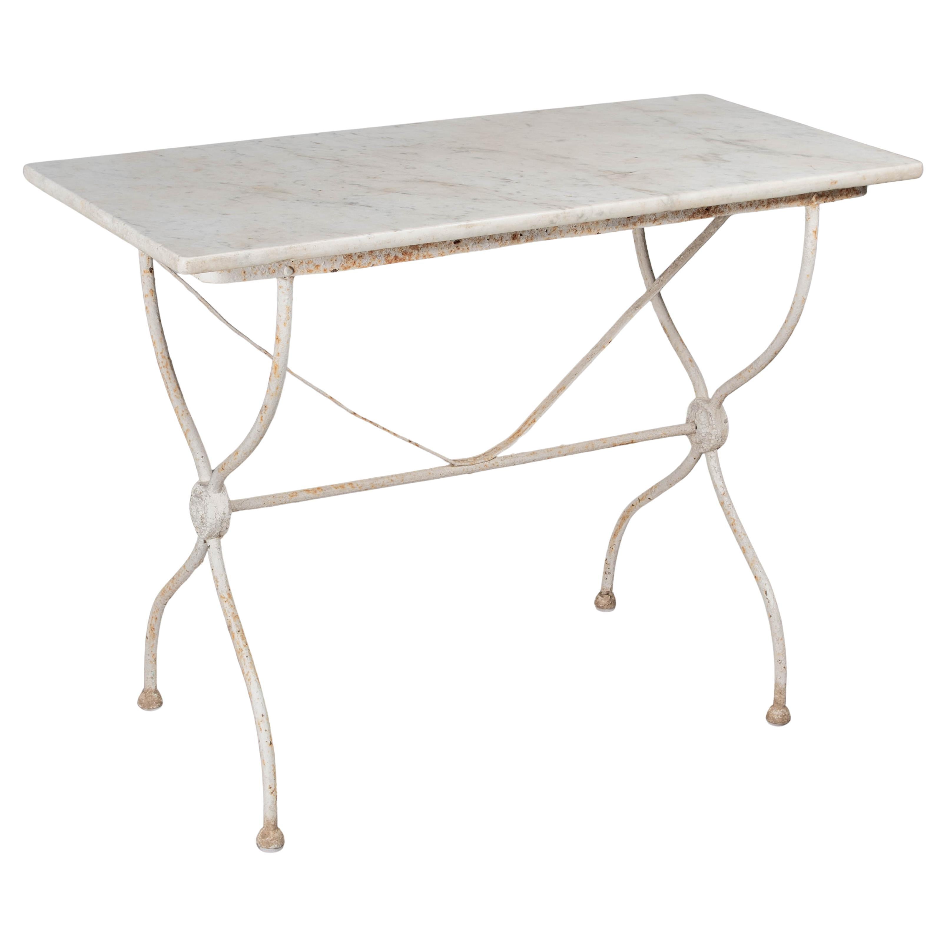 French Cast Iron Marble Top Bistro Table