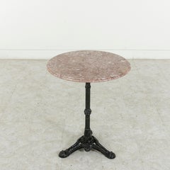 French Cast Iron Outdoor Bistro or Cafe Table with Marble Top, circa 1900