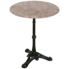 Antique French Cast Iron Outdoor Bistro or Cafe Table with Marble Top, circa 1900