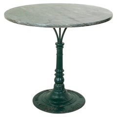 Antique French Cast Iron Pedestal Table with Marble Top, circa 1900