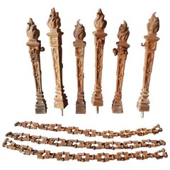 French Cast Iron Pillars in the Shape of a Burning Torch