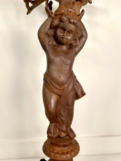 French Cast Iron Putti Figure Candelabra c. 1850's