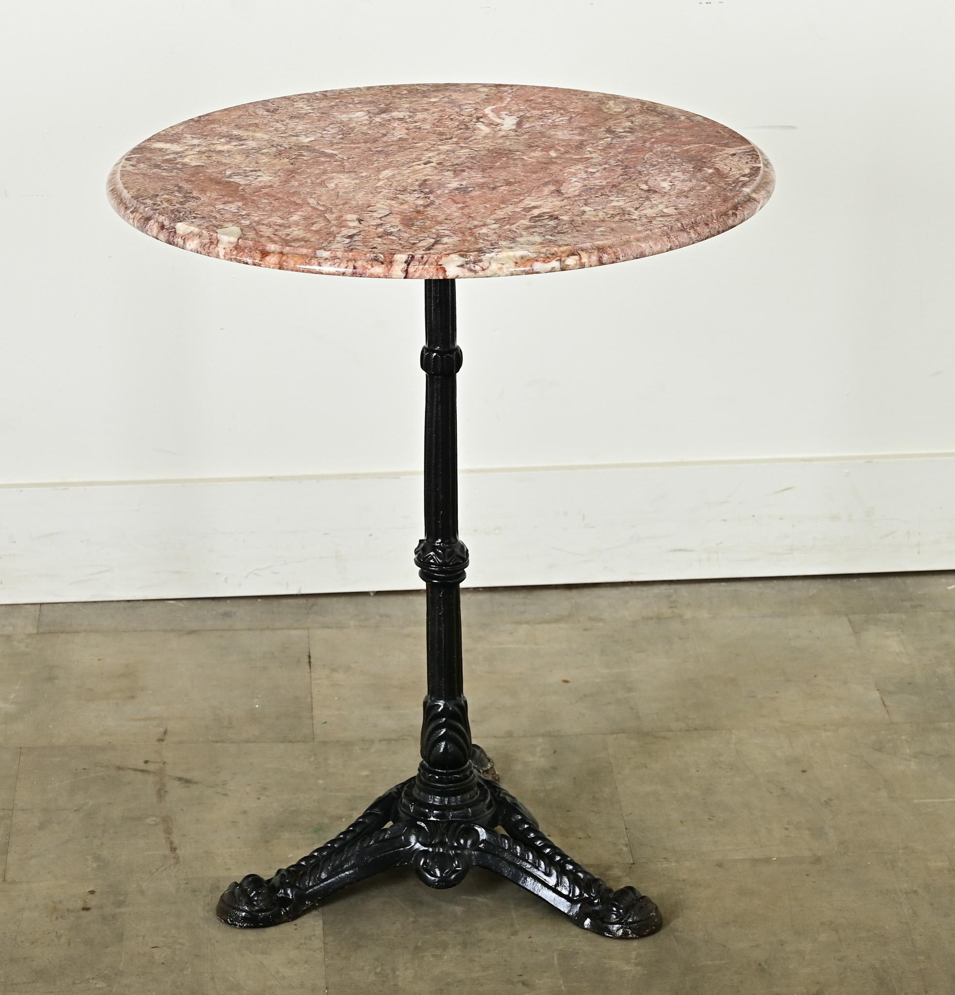 Other French Cast Iron & Red Marble Bistro Table