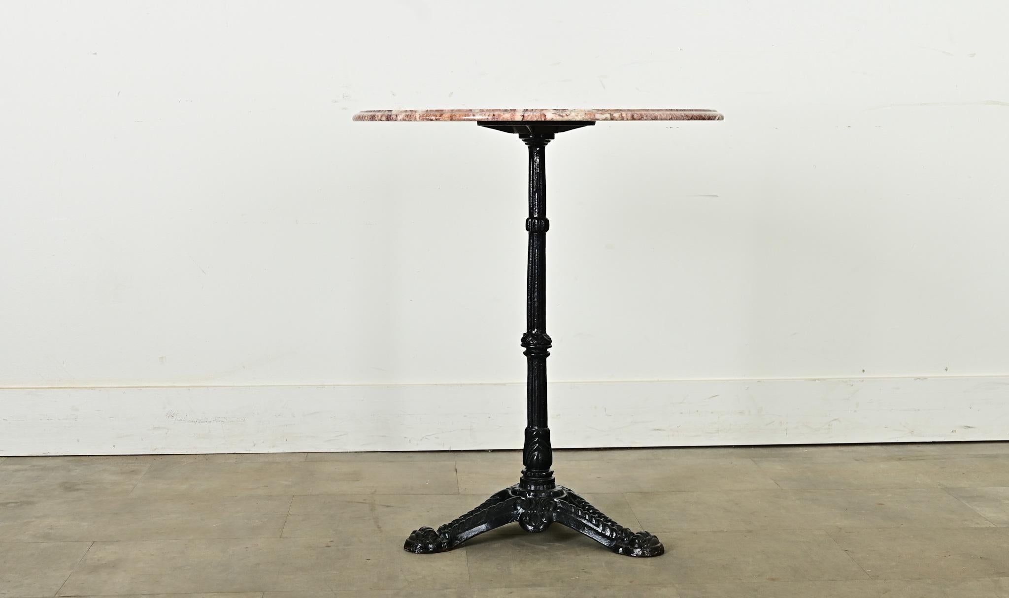 French Cast Iron & Red Marble Bistro Table 1