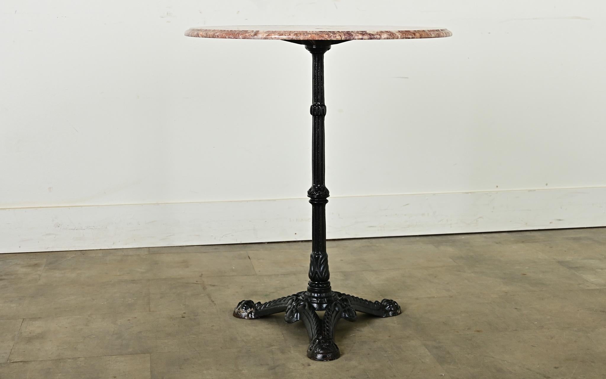 French Cast Iron & Red Marble Bistro Table 3