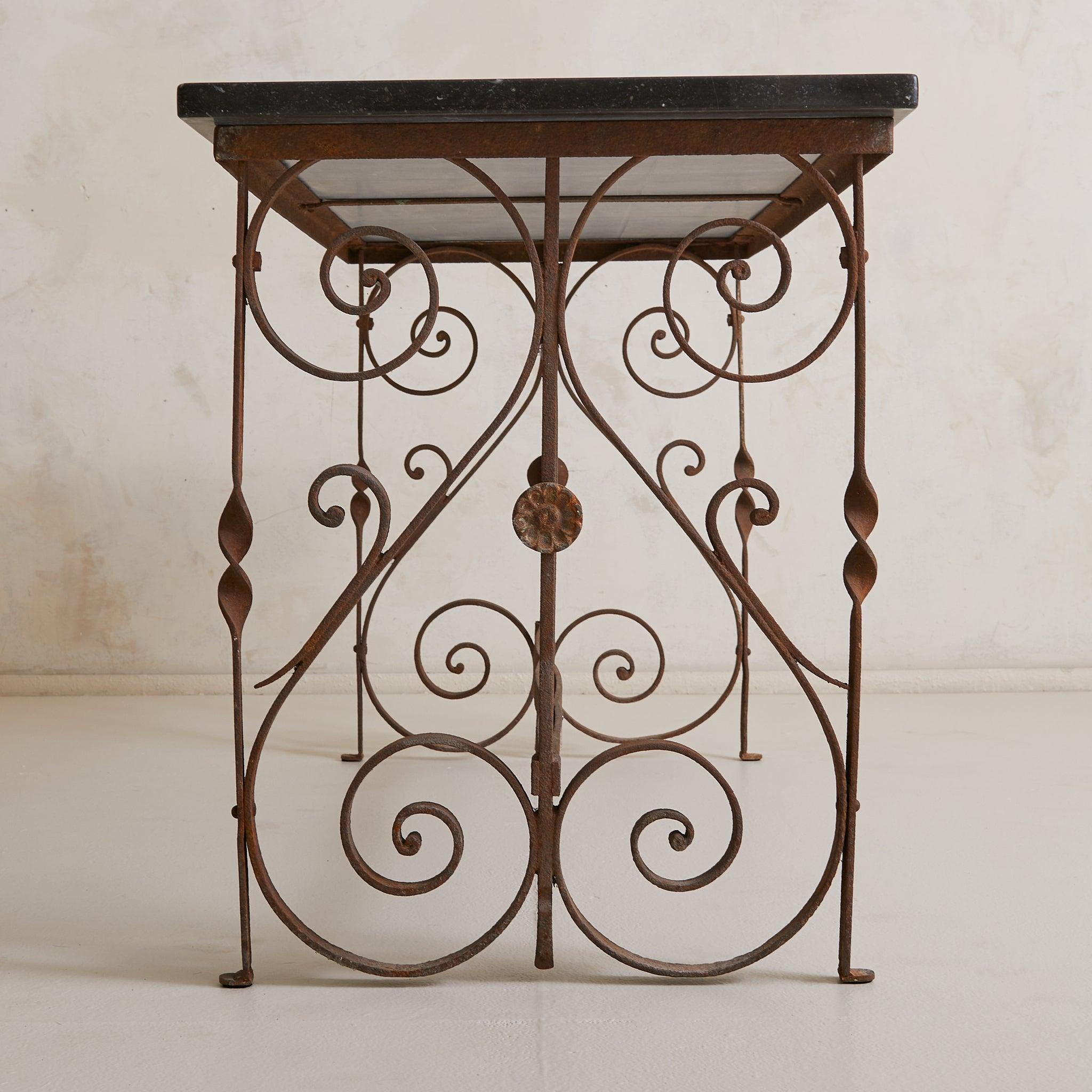 French Cast Iron + Soapstone Console Table, 1940s For Sale 3