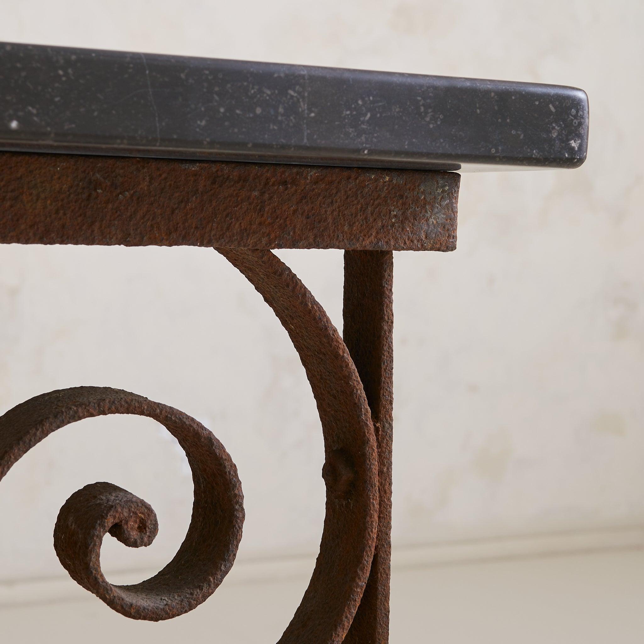 French Cast Iron + Soapstone Console Table, 1940s For Sale 4