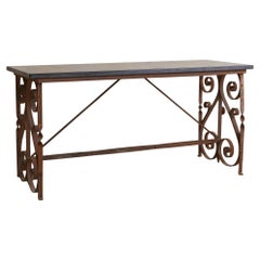 French Cast Iron + Soapstone Console Table, 1940s