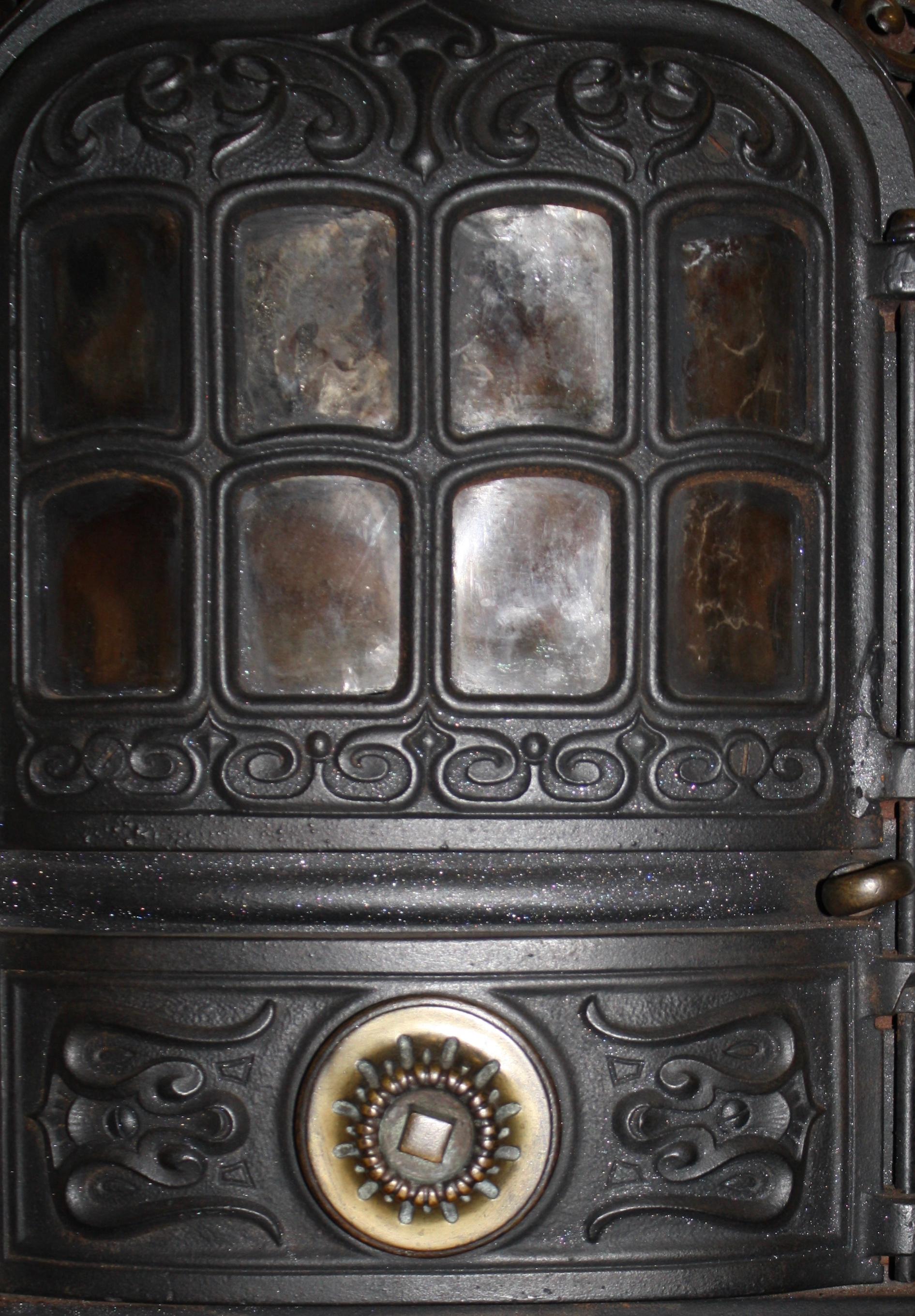 French Cast Iron Stove with Brass Accents by Godin, circa 1910 In Good Condition In Evergreen, CO