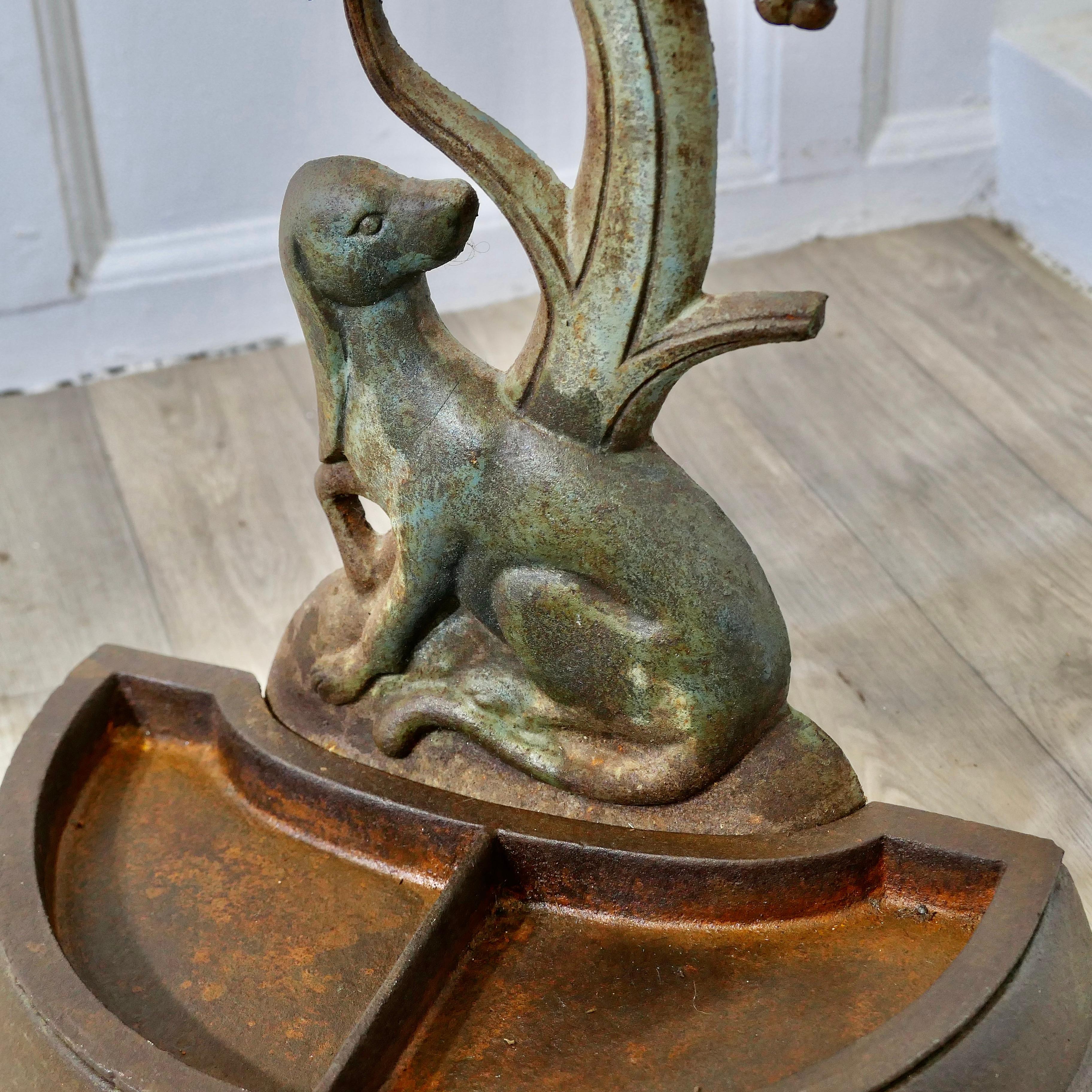 French Provincial French Cast Iron Umbrella Stand, Fox and Grapes For Sale