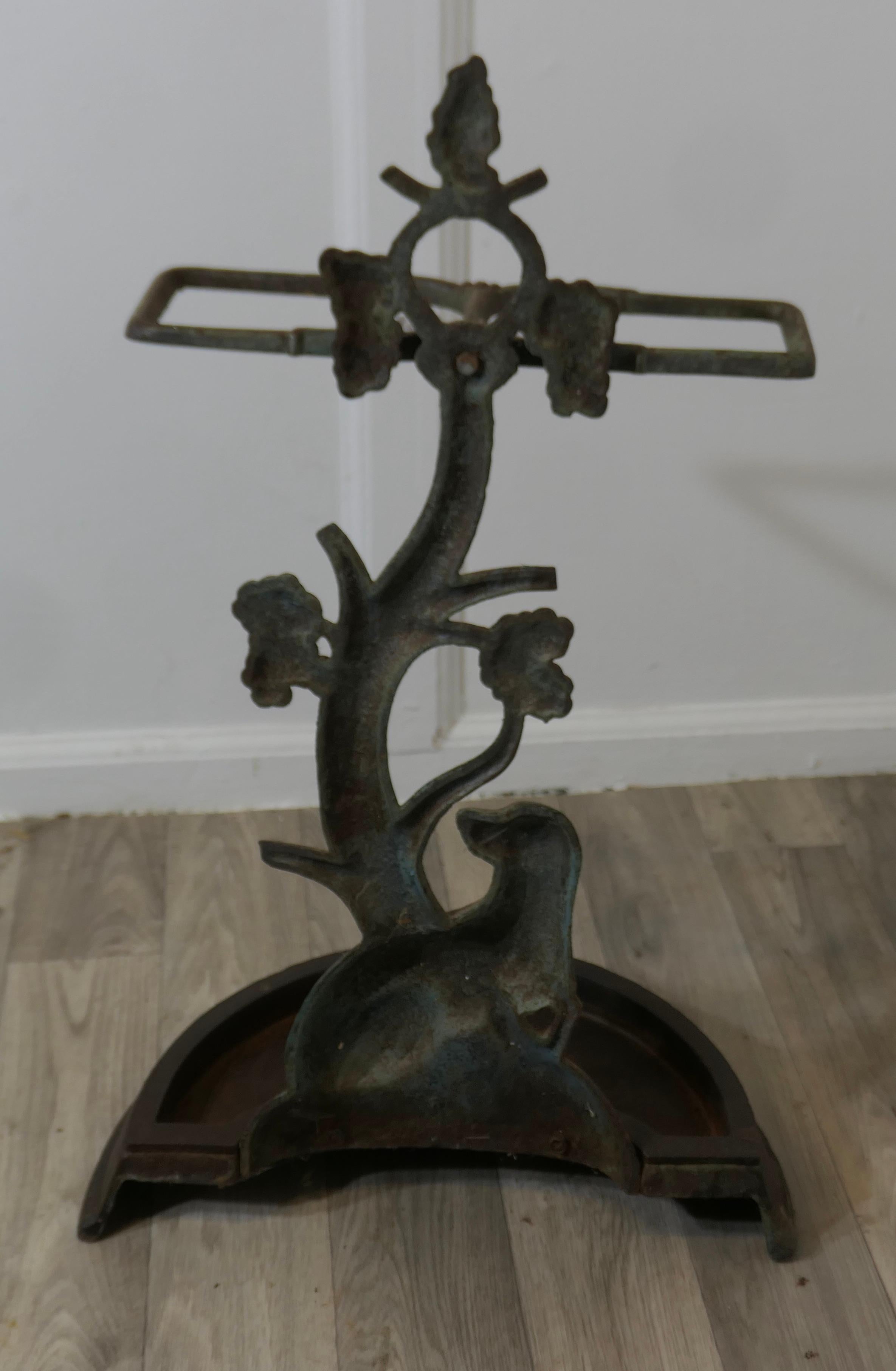 French Cast Iron Umbrella Stand, Fox and Grapes For Sale 1
