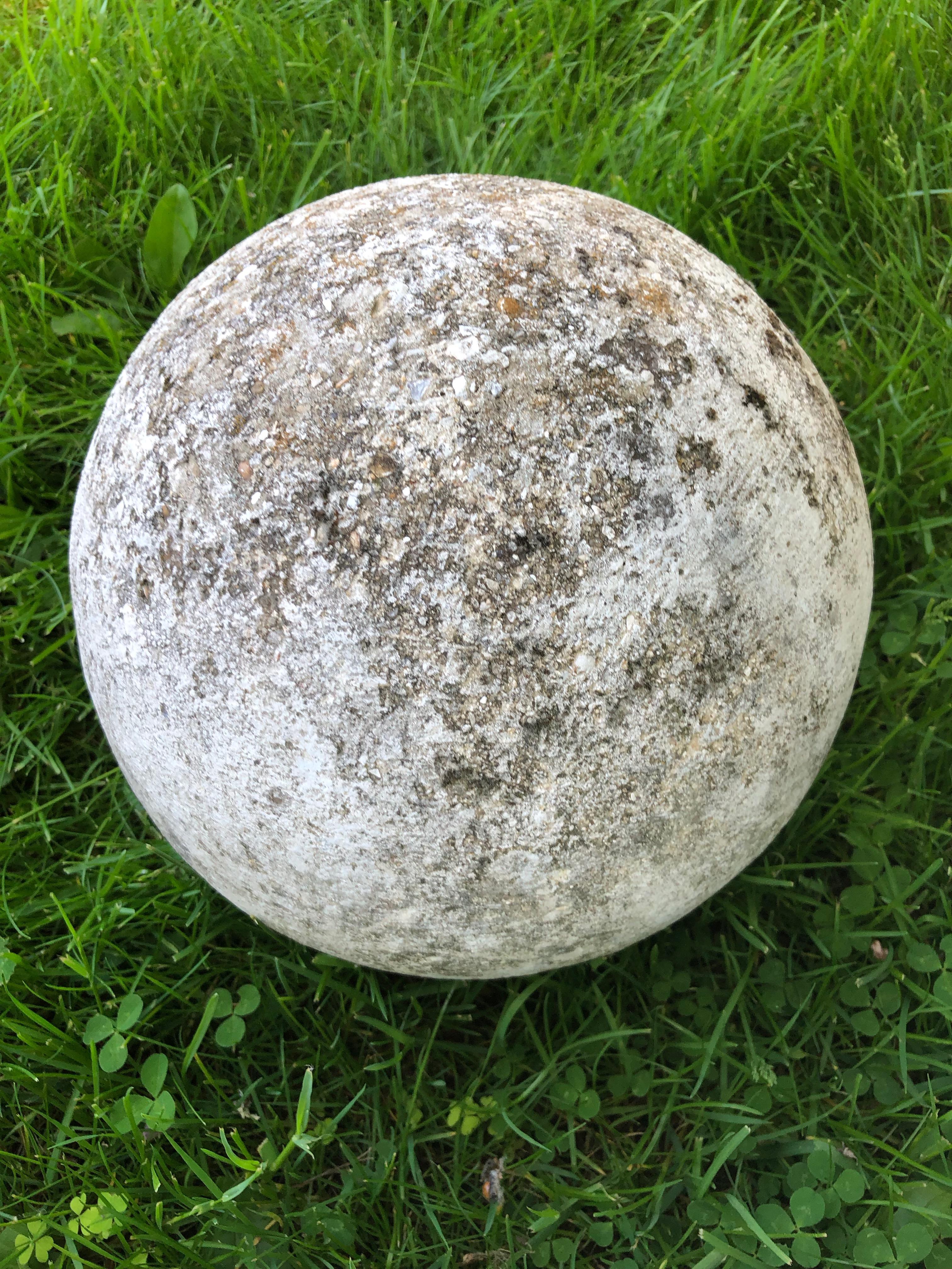 French Cast Stone Balls with Remnants of Old White Paint 2