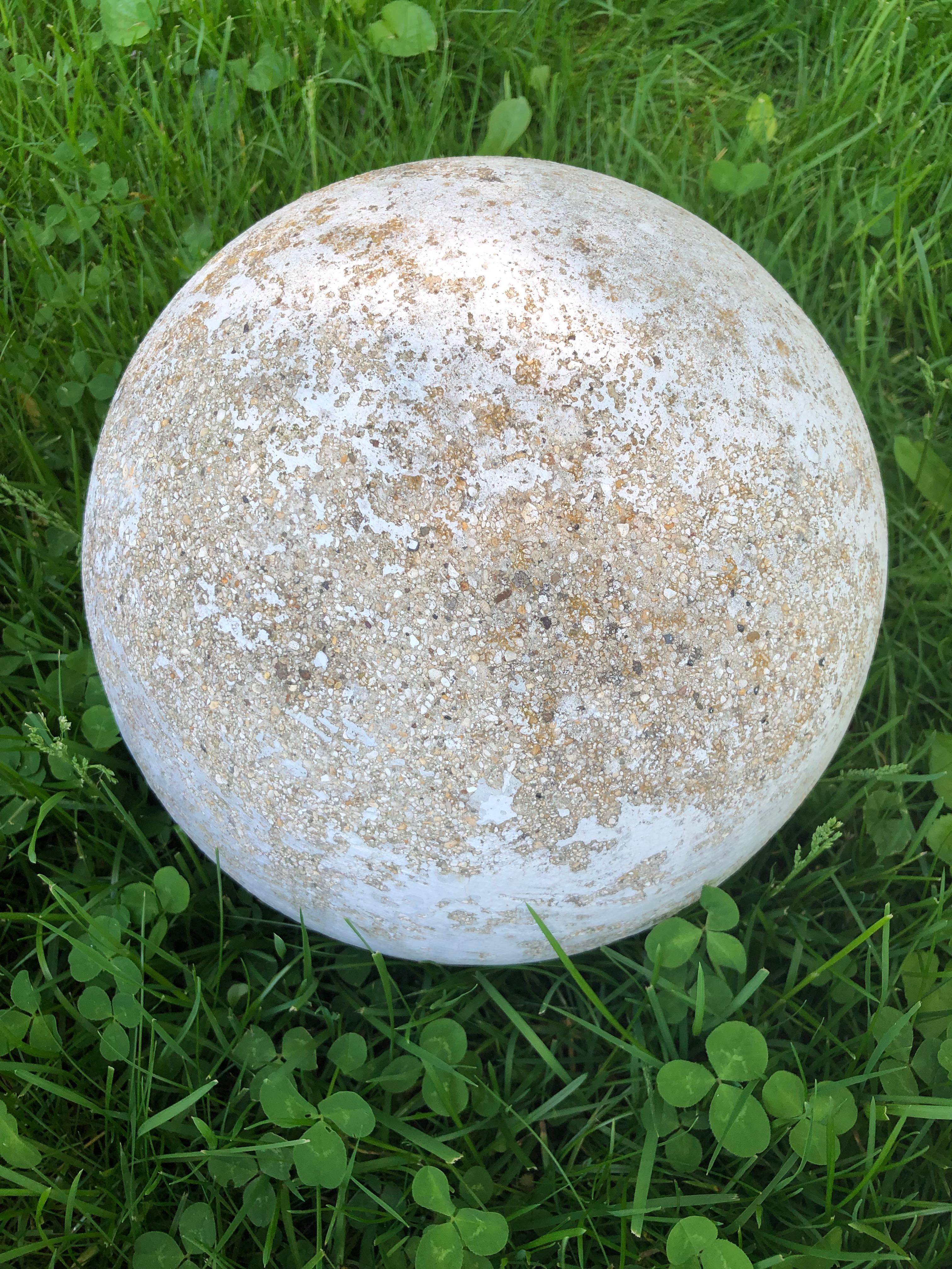 French Cast Stone Balls with Remnants of Old White Paint 4