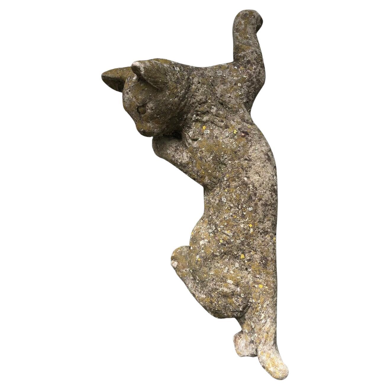 French Cast Stone Cat Wall Plaque