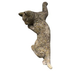 Vintage French Cast Stone Cat Wall Plaque