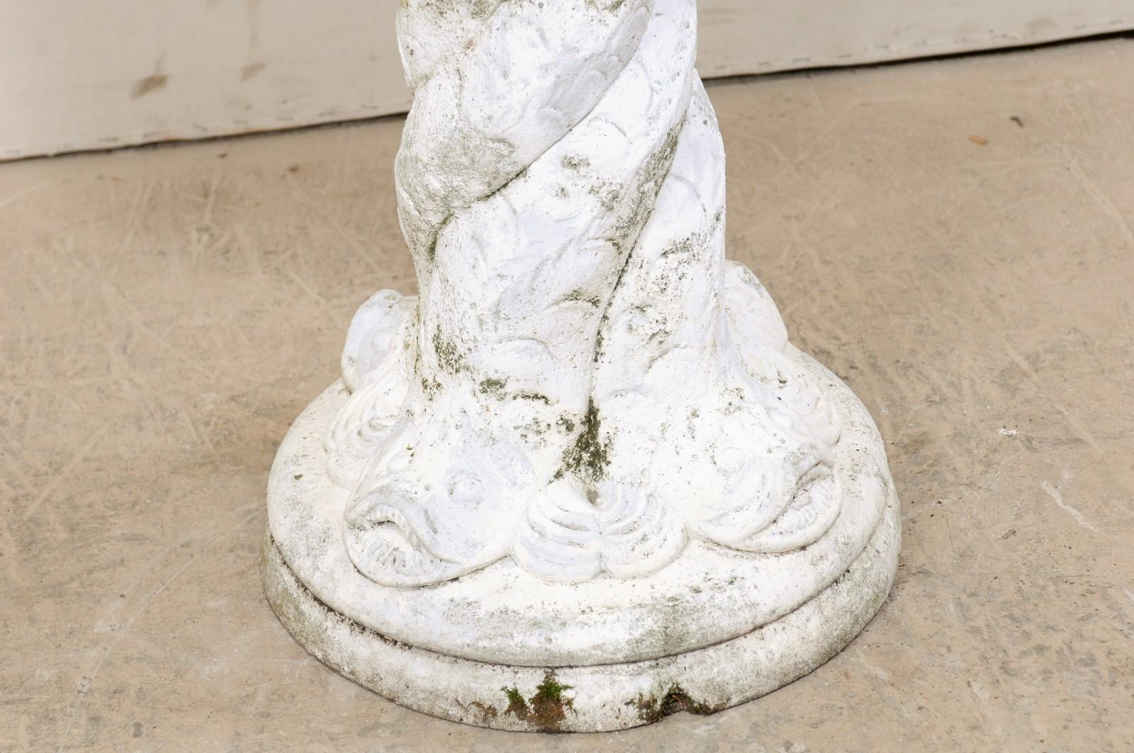 French Cast-Stone Garden Pedestal Planter (or Fountain) w/ Mythological Motif  1