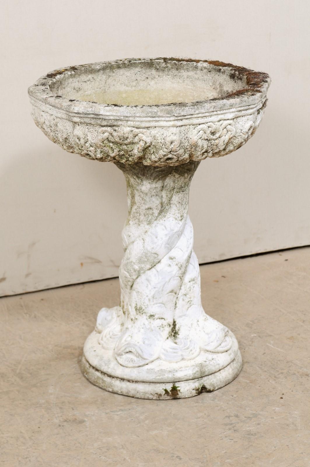 French Cast-Stone Garden Pedestal Planter (or Fountain) w/ Mythological Motif  In Good Condition In Atlanta, GA
