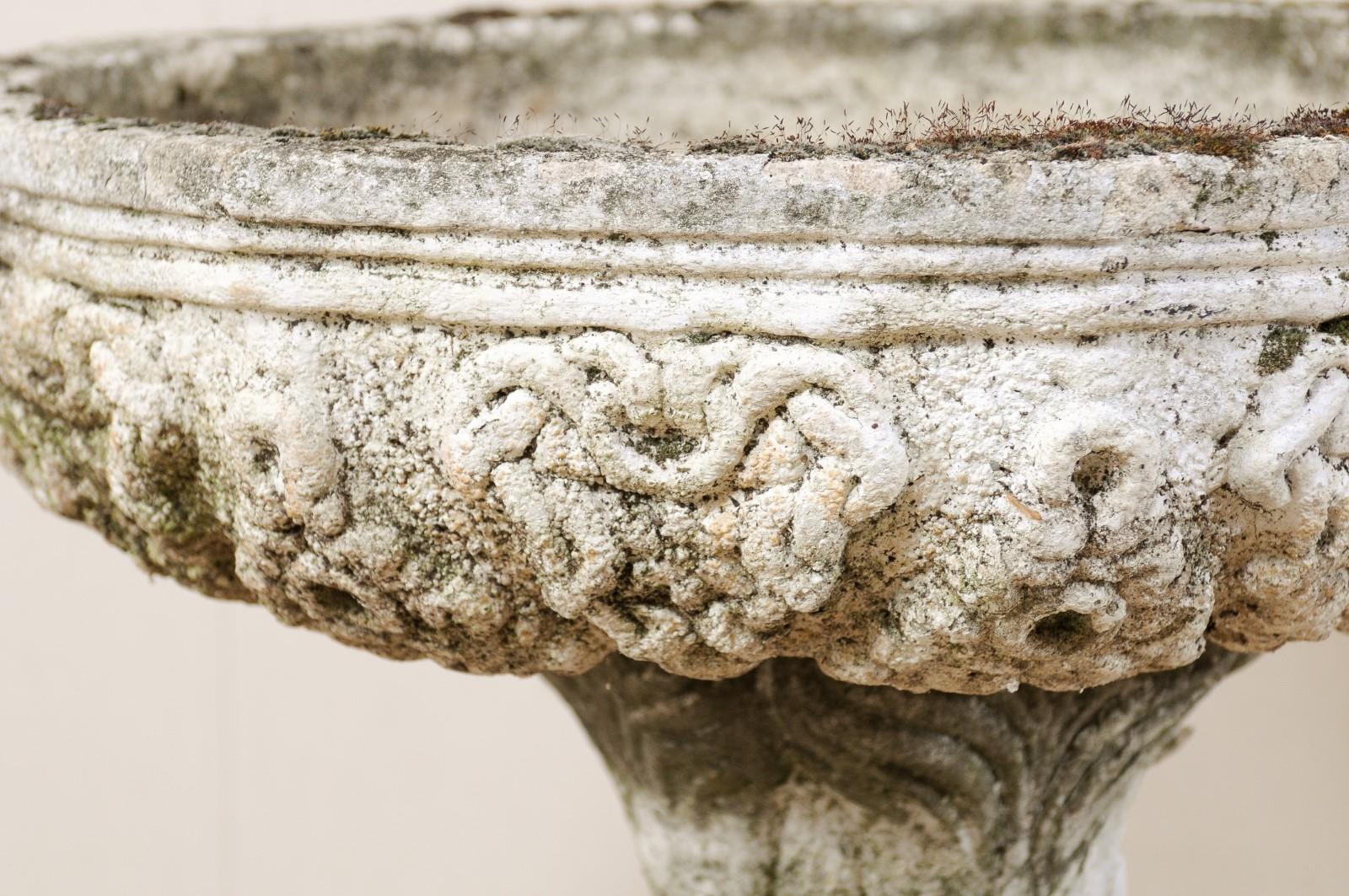 Cast Stone French Cast-Stone Garden Pedestal Planter (or Fountain) w/ Mythological Motif 