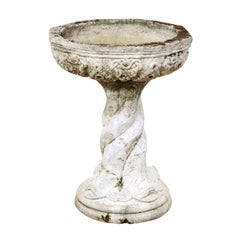 French Cast-Stone Garden Pedestal Planter (or Fountain) w/ Mythological Motif 